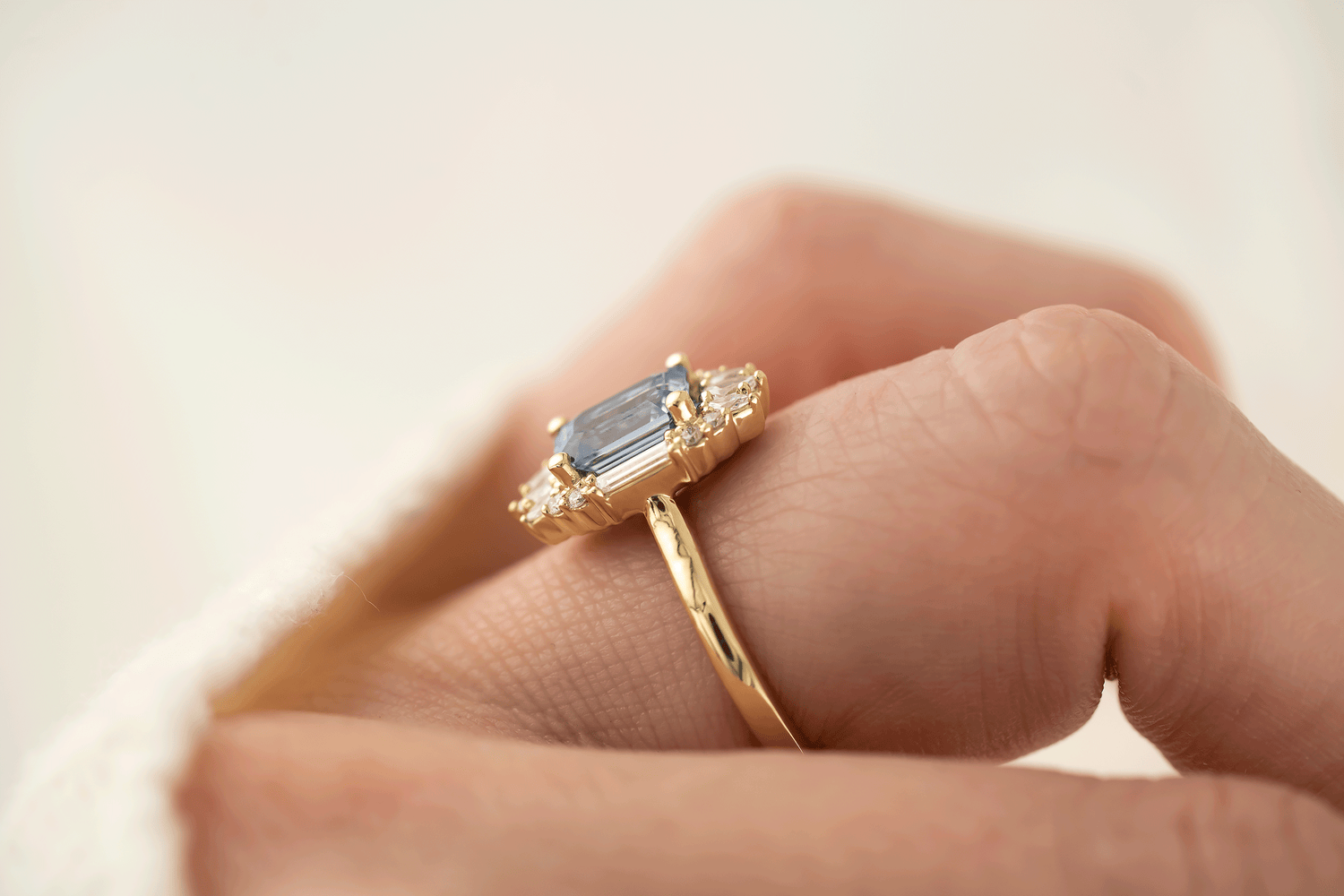 The Georgia Ring | 1.89 CT Emerald Cut Blue Sapphire - Lavender Creek Gems