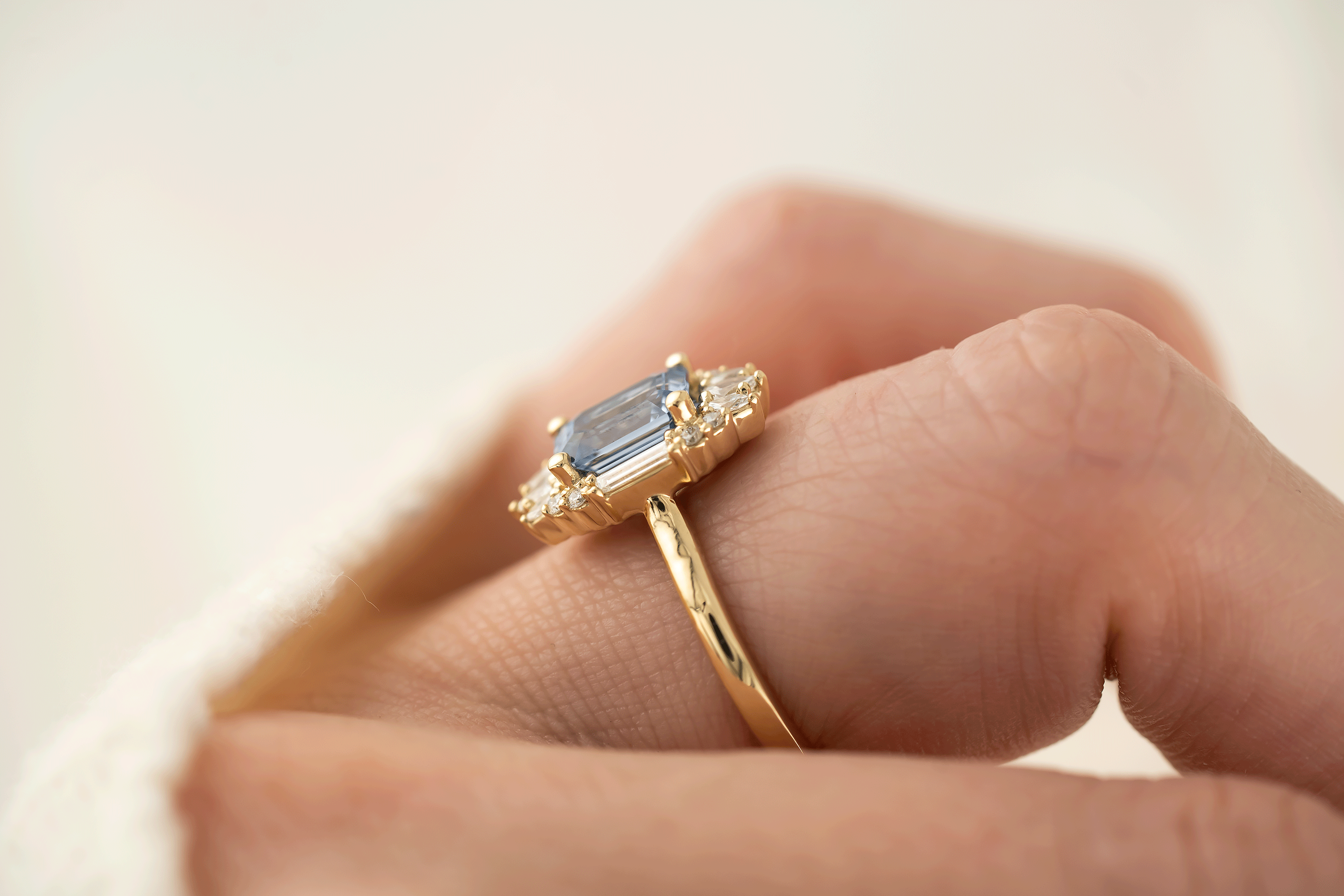 The Georgia Ring | 1.89 CT Emerald Cut Blue Sapphire - Lavender Creek Gems