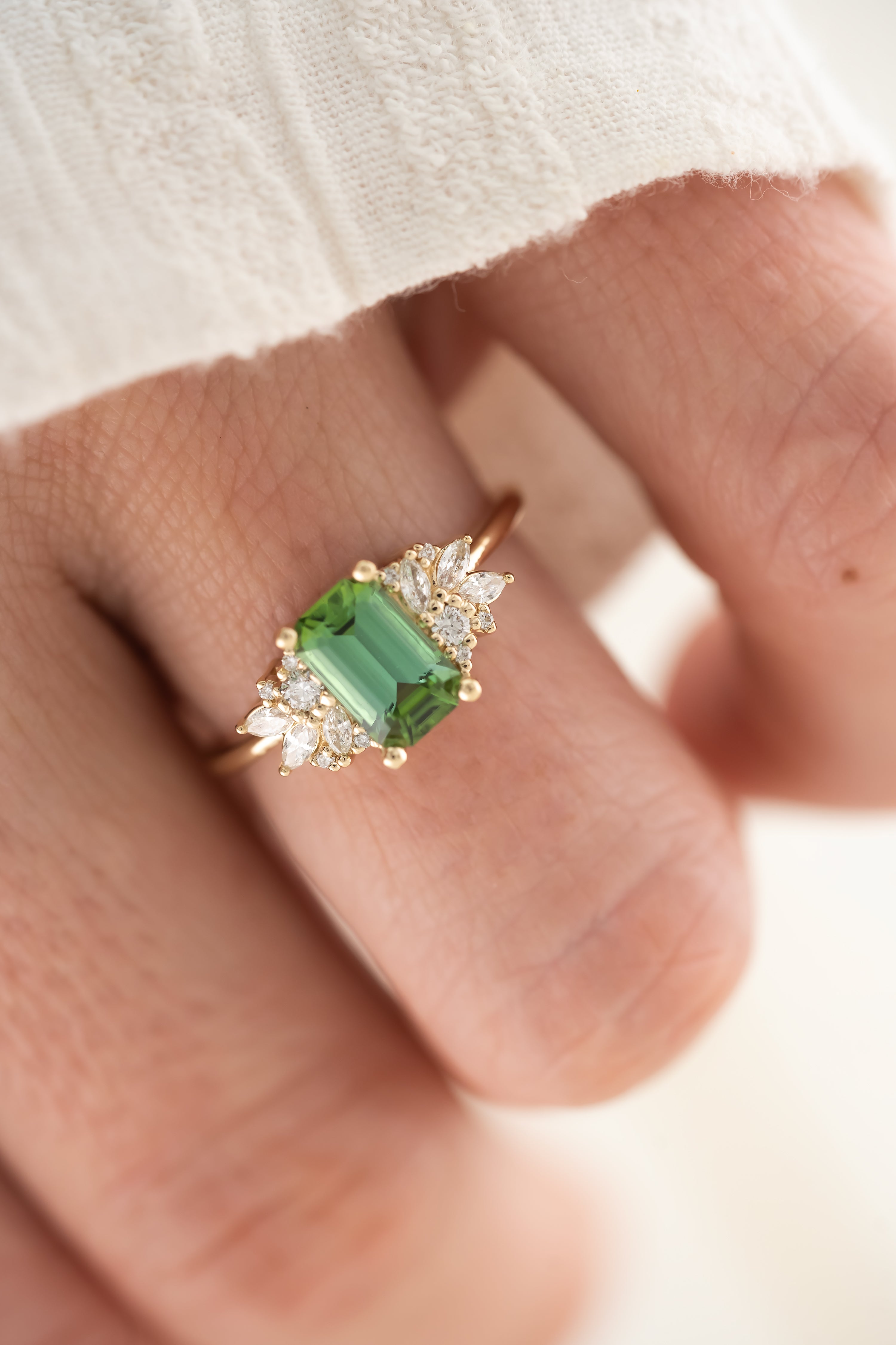 The Rosalie Ring - 1.36 CT Emerald Cut Green Tourmaline - Lavender Creek Gems