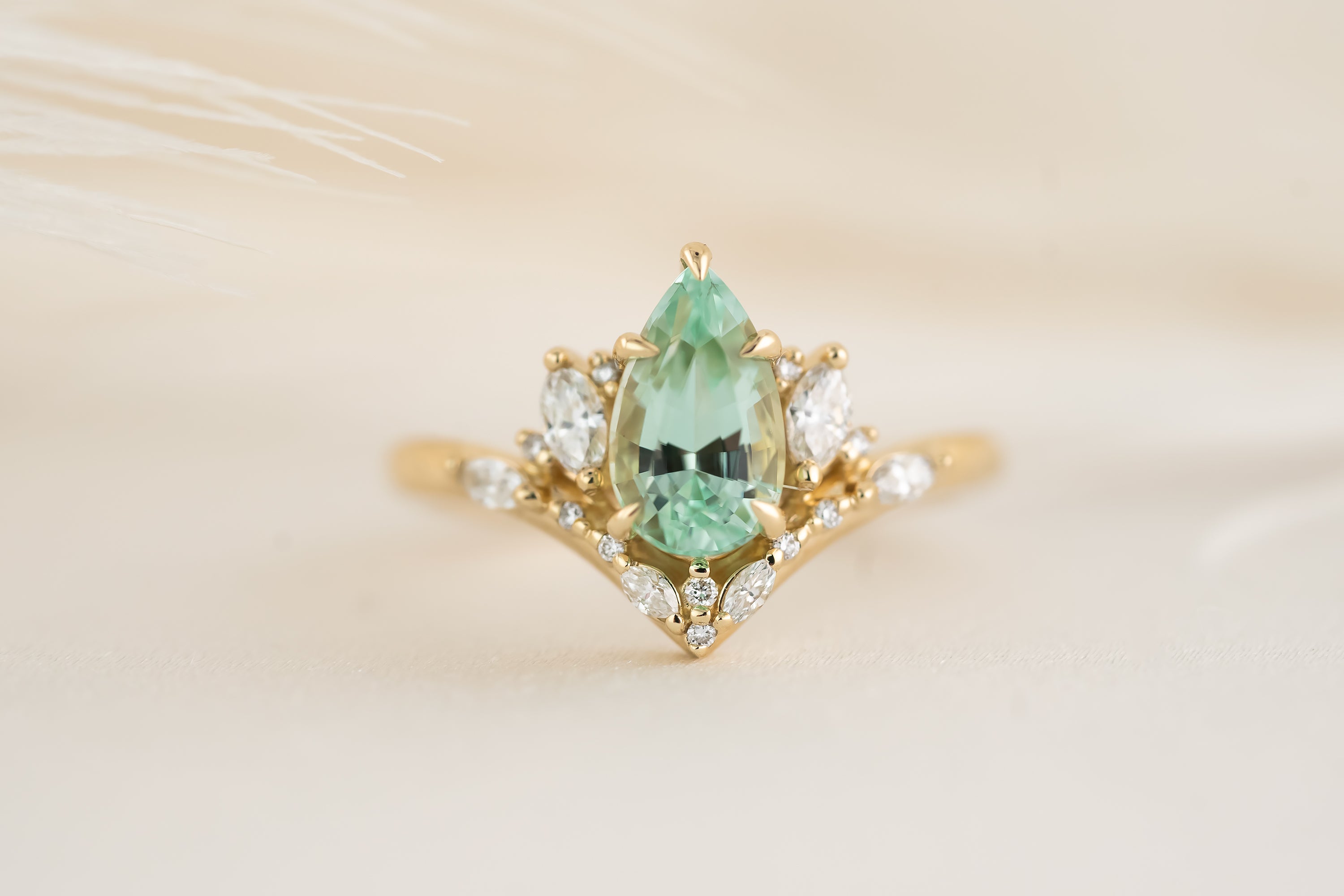 The Aurora Ring - 1.52 CT Pear Cut Lagoon Blue Tourmaline - Lavender Creek Gems