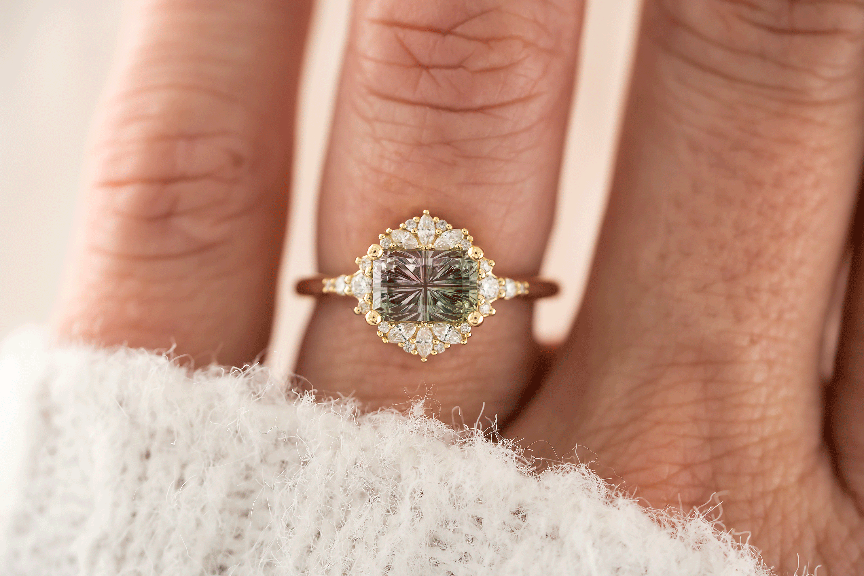 The Comtesse Ring | 1.56 CT Rectangular Starbrite Watermelon Tourmaline - Lavender Creek Gems