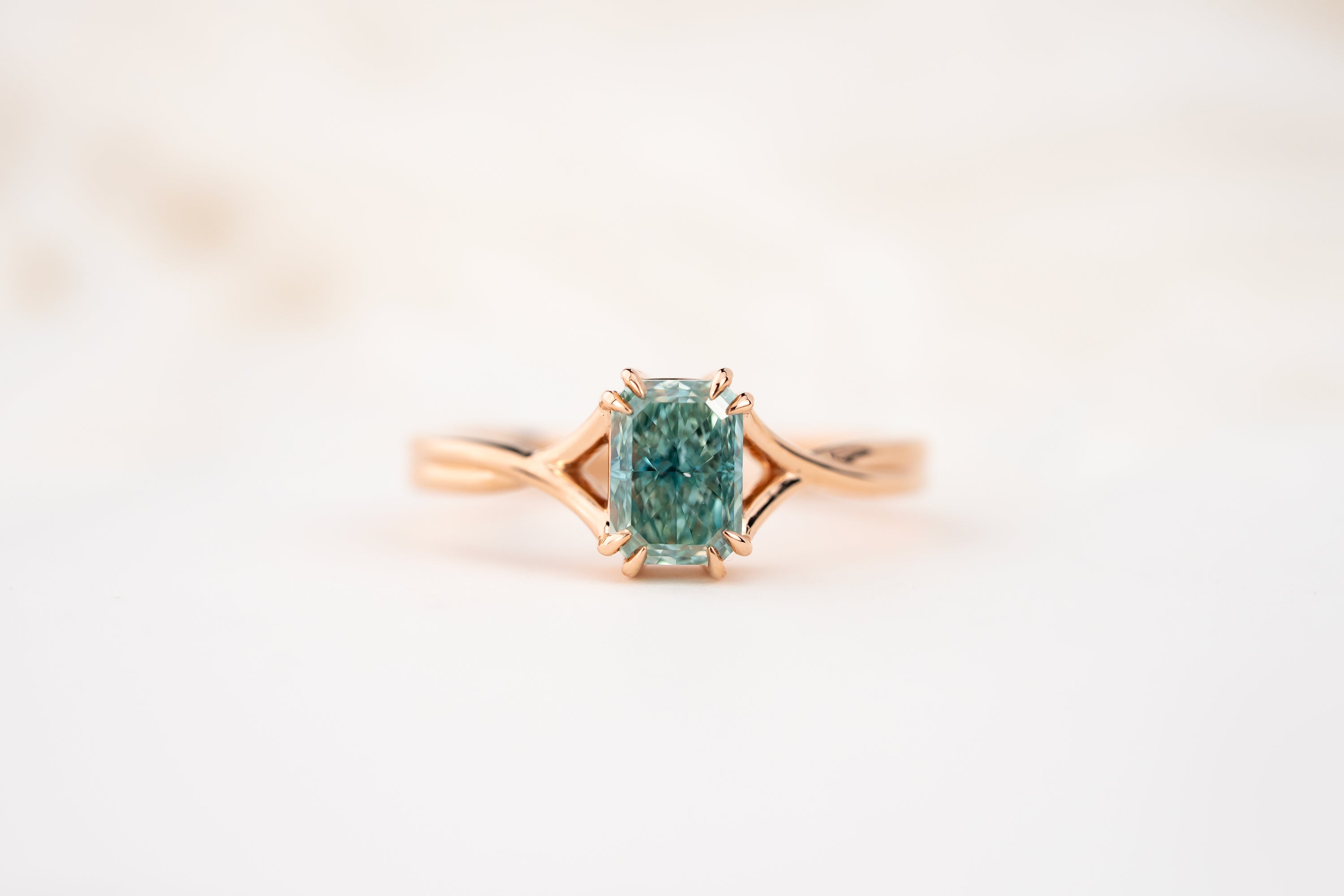 The Fates Ring | 1.09 CT Radiant Teal Diamond - Lavender Creek Gems