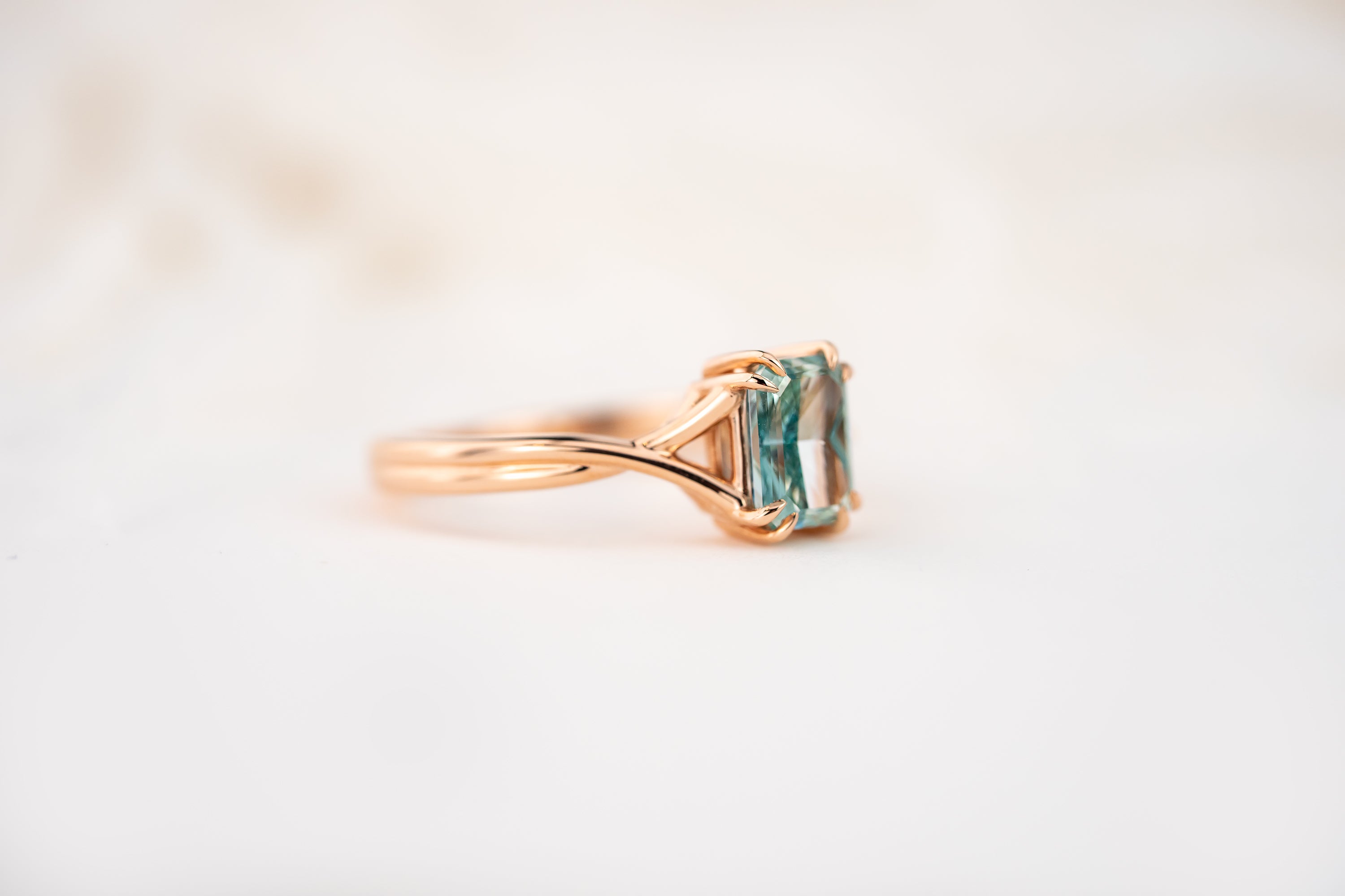 The Fates Ring | 1.09 CT Radiant Teal Diamond - Lavender Creek Gems