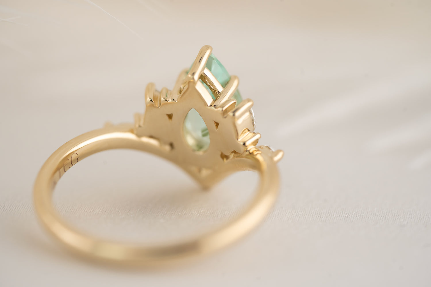 The Aurora Ring - 1.52 CT Pear Cut Lagoon Blue Tourmaline - Lavender Creek Gems