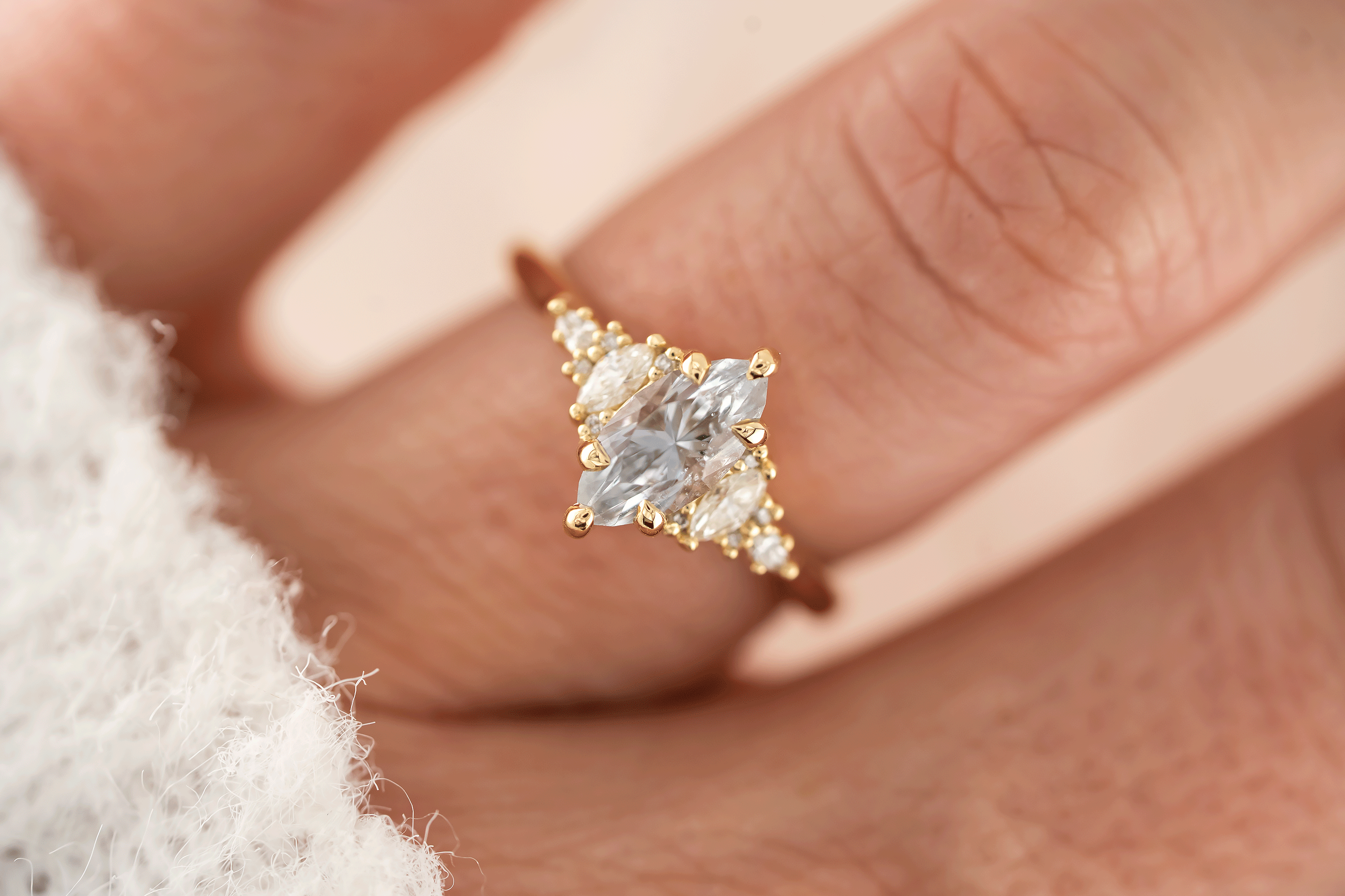 The Maeve Ring | 1.25 CT Pastel Blue/Purple Marquise Sapphire