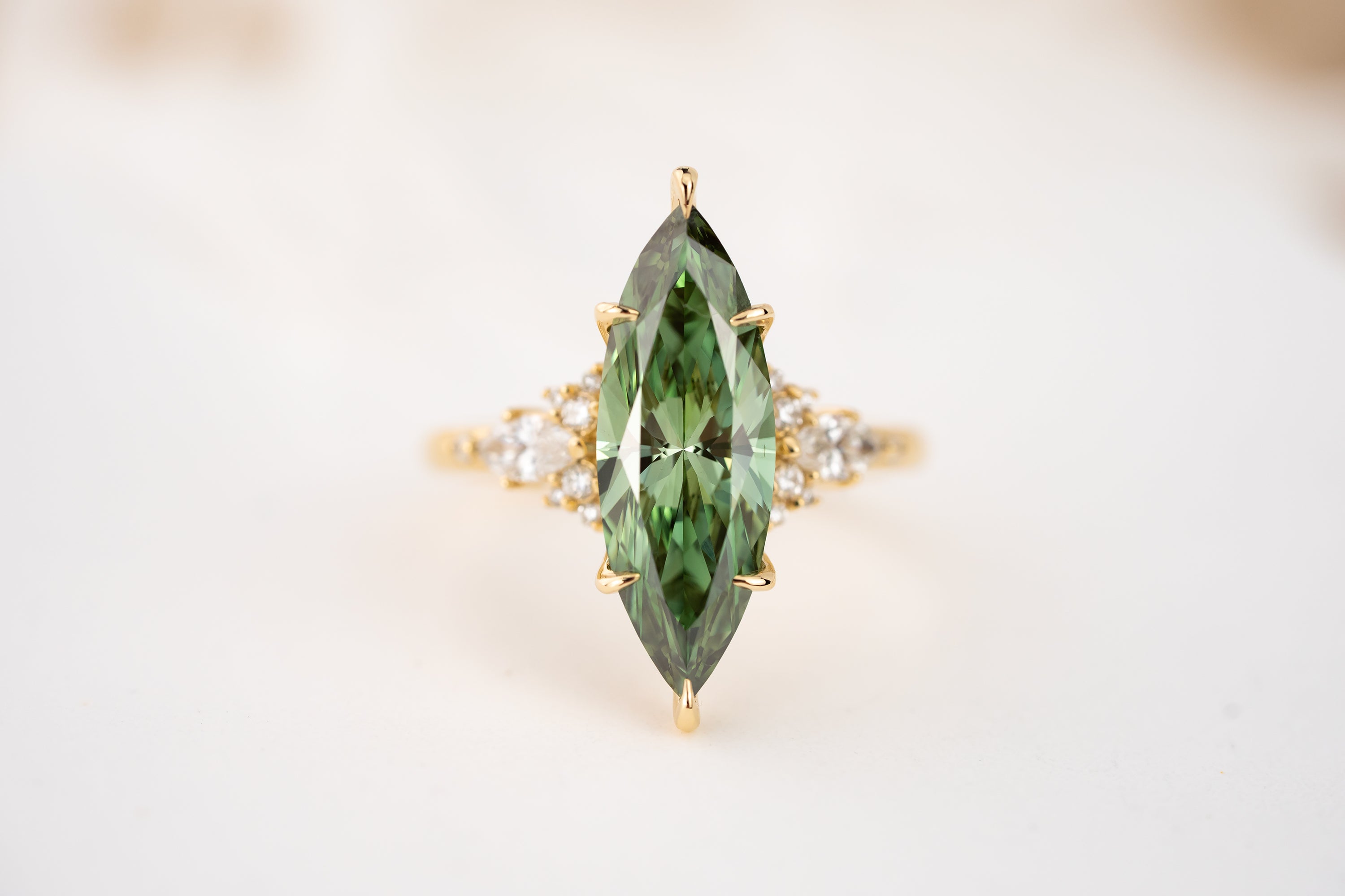 The Ascendant Ring | 3.3 CT Marquise Green Diamond - Lavender Creek Gems