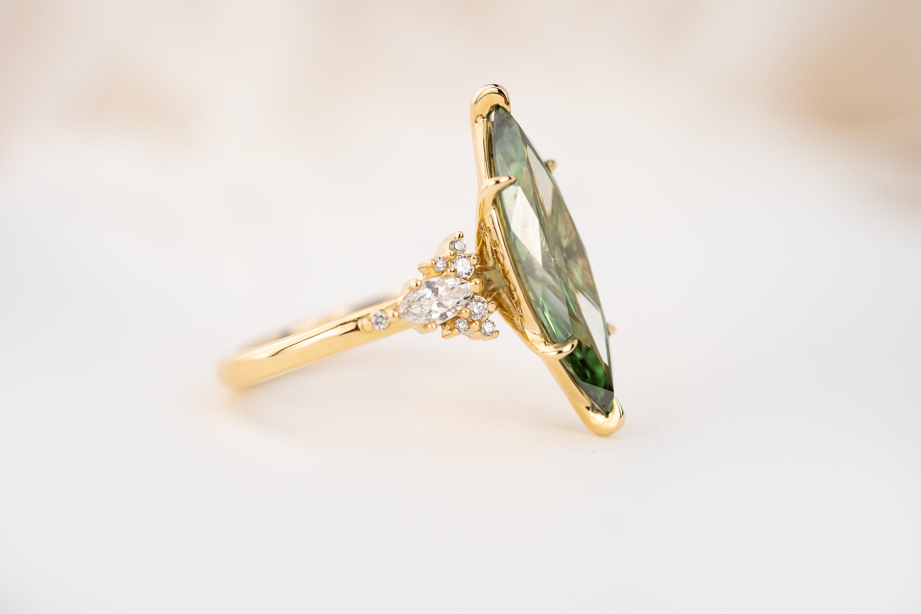 The Ascendant Ring | 3.3 CT Marquise Green Diamond - Lavender Creek Gems