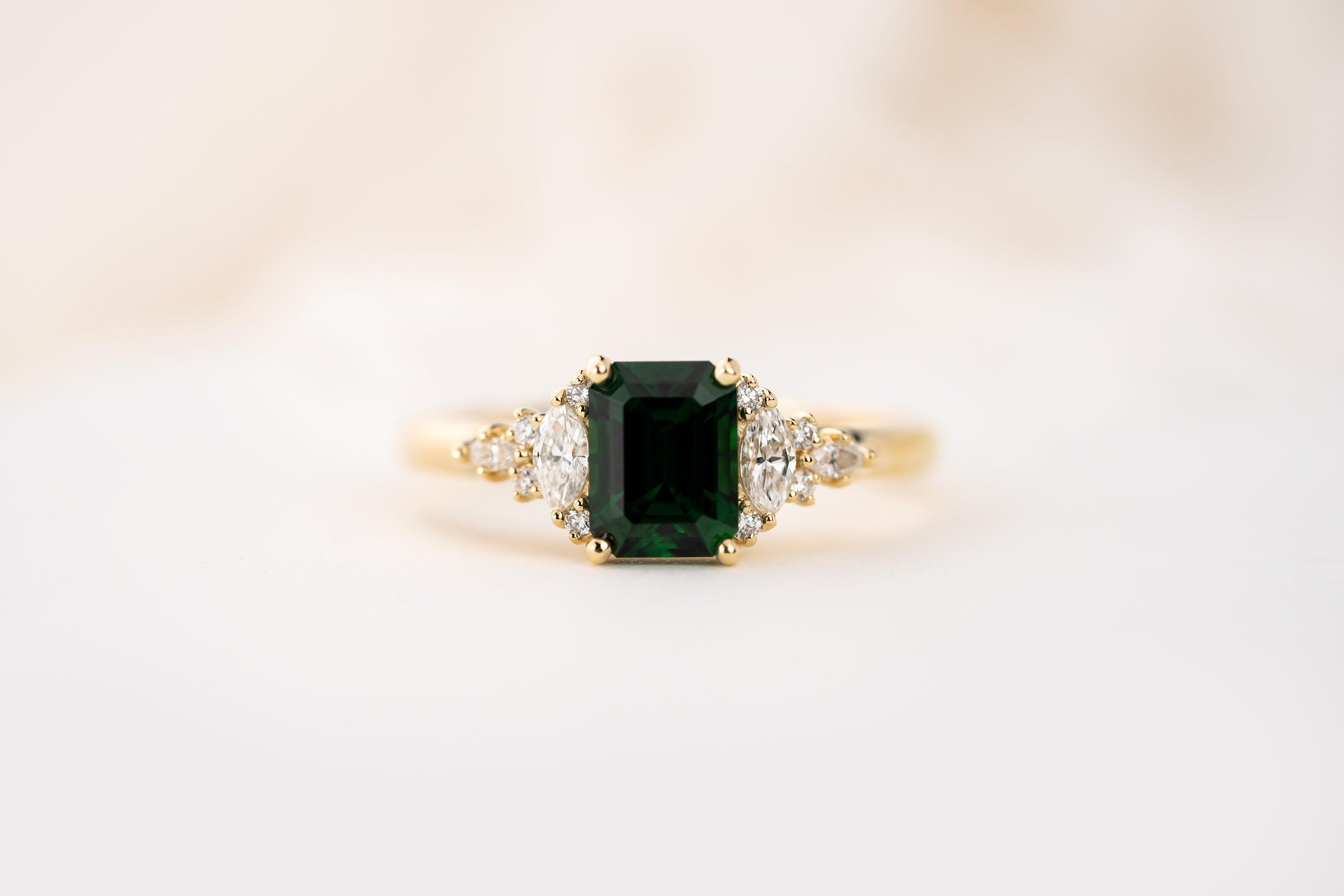 The Maeve Ring | 1.24 CT Emerald Cut Tsavorite Garnet - Lavender Creek Gems