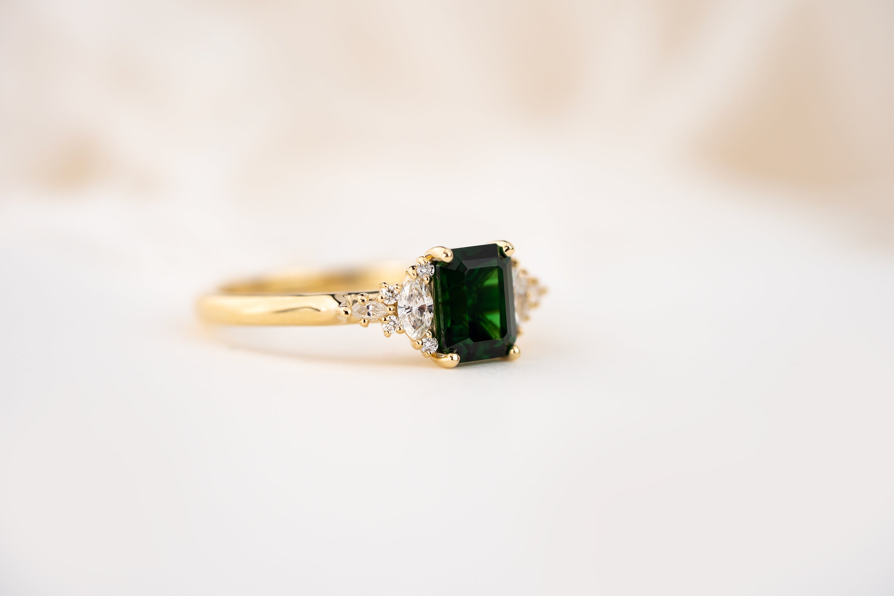 The Maeve Ring | 1.24 CT Emerald Cut Tsavorite Garnet - Lavender Creek Gems