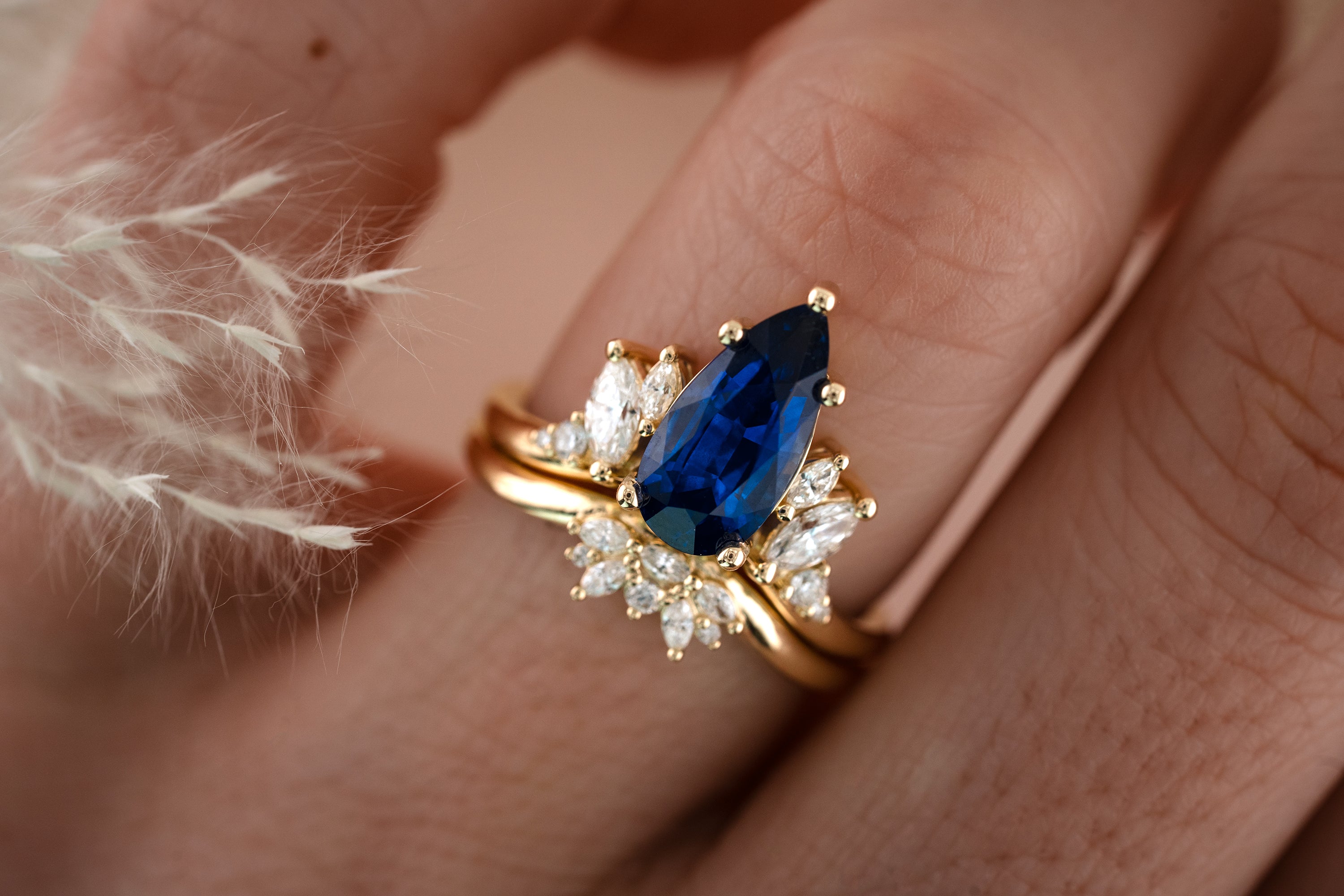 The Seraphine Set | 2.97 CT Pear Blue Sapphire - Lavender Creek Gems