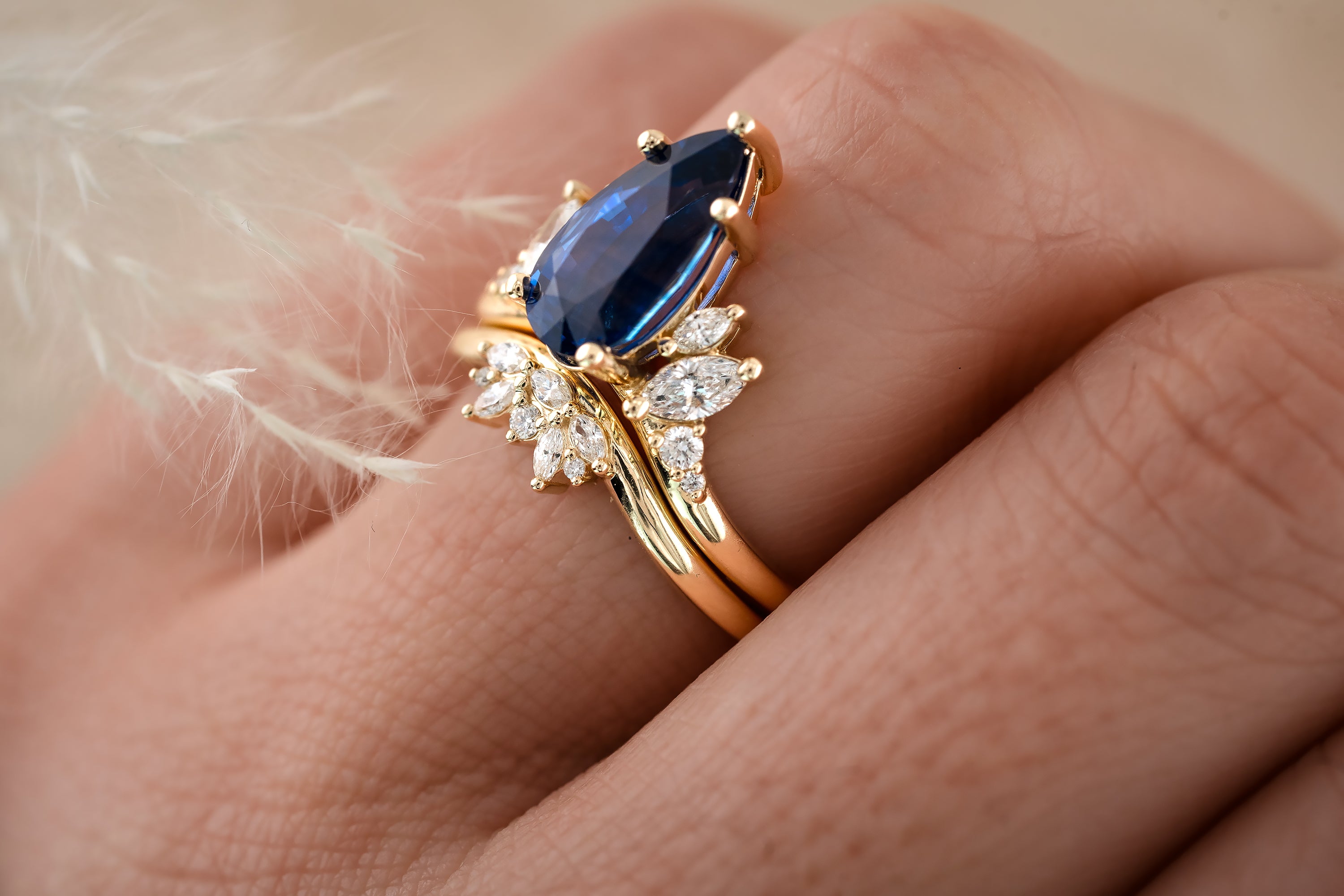 The Seraphine Set | 2.97 CT Pear Blue Sapphire - Lavender Creek Gems