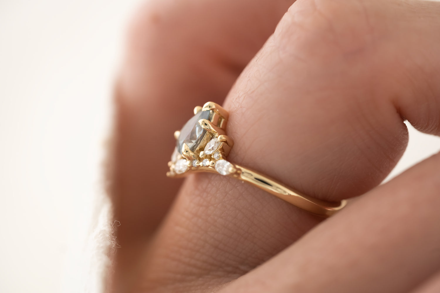 The Aurora Ring - 0.66 CT Pear Light Blue Sapphire - Lavender Creek Gems