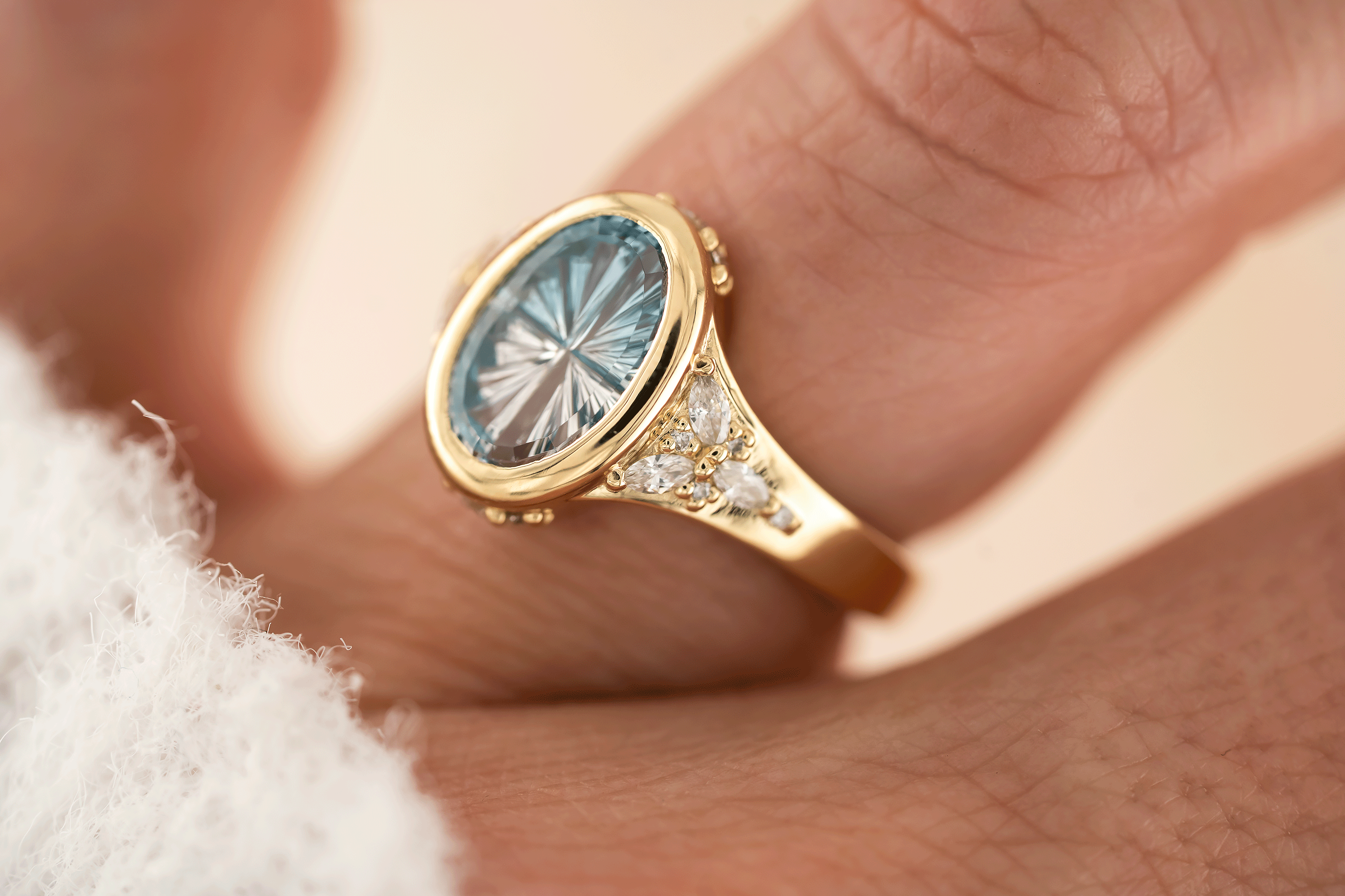 The Daylight Ring | 3.15 CT Oval Starbrite™ Bicolor Blue Zircon - Lavender Creek Gems