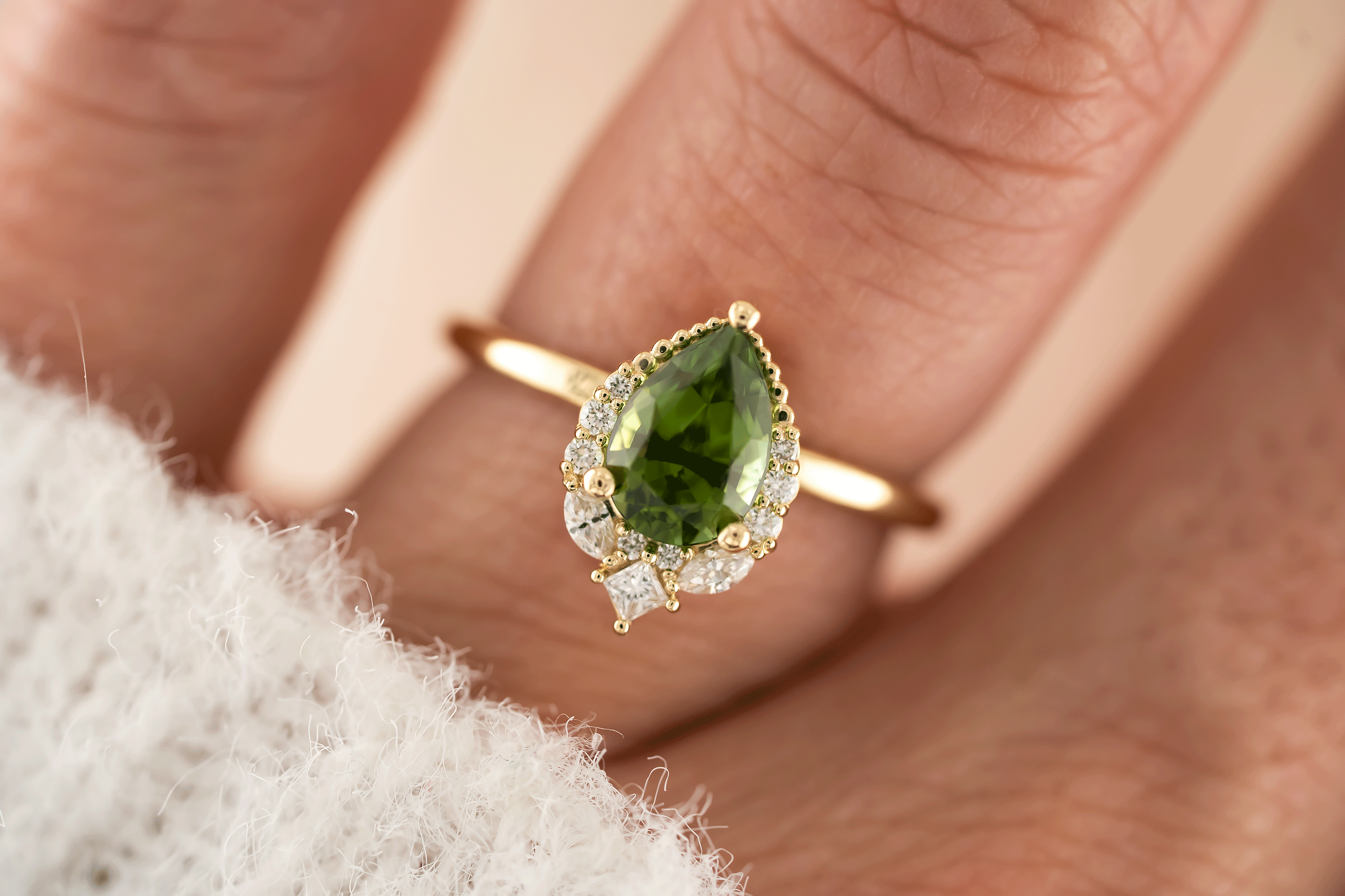 The Charlotte Ring | 1.46 CT Pear Green Tourmaline