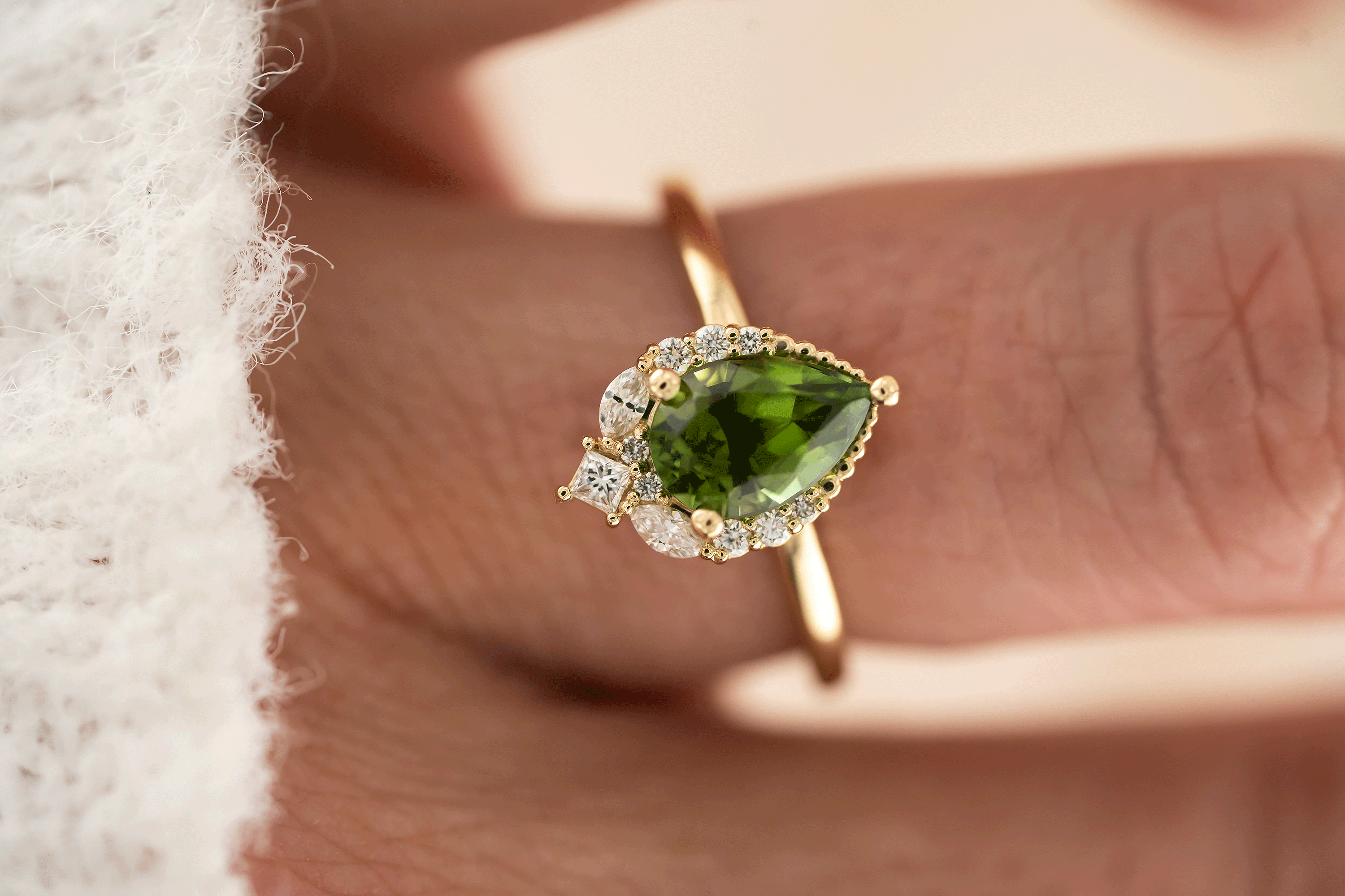 The Charlotte Ring | 1.46 CT Pear Green Tourmaline