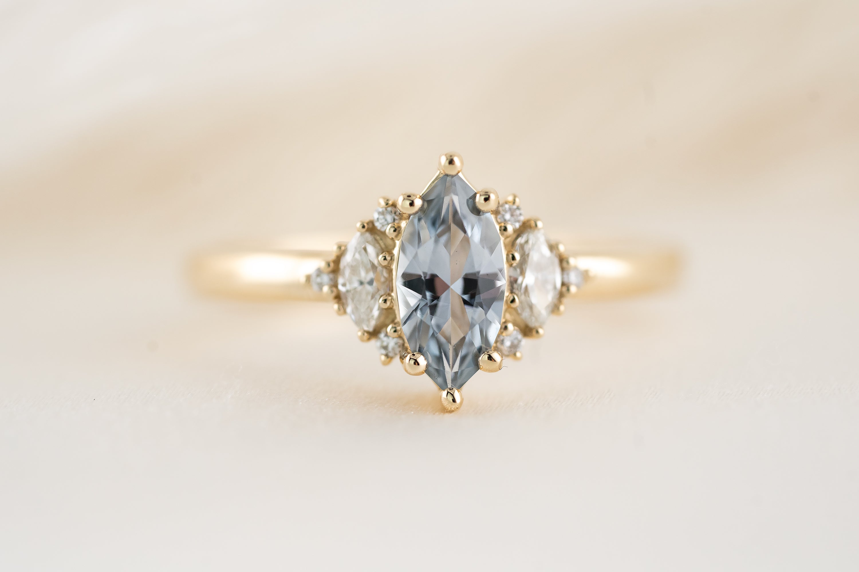 The Maren Ring | 0.65 CT Marquise Blue Sapphire - Lavender Creek Gems