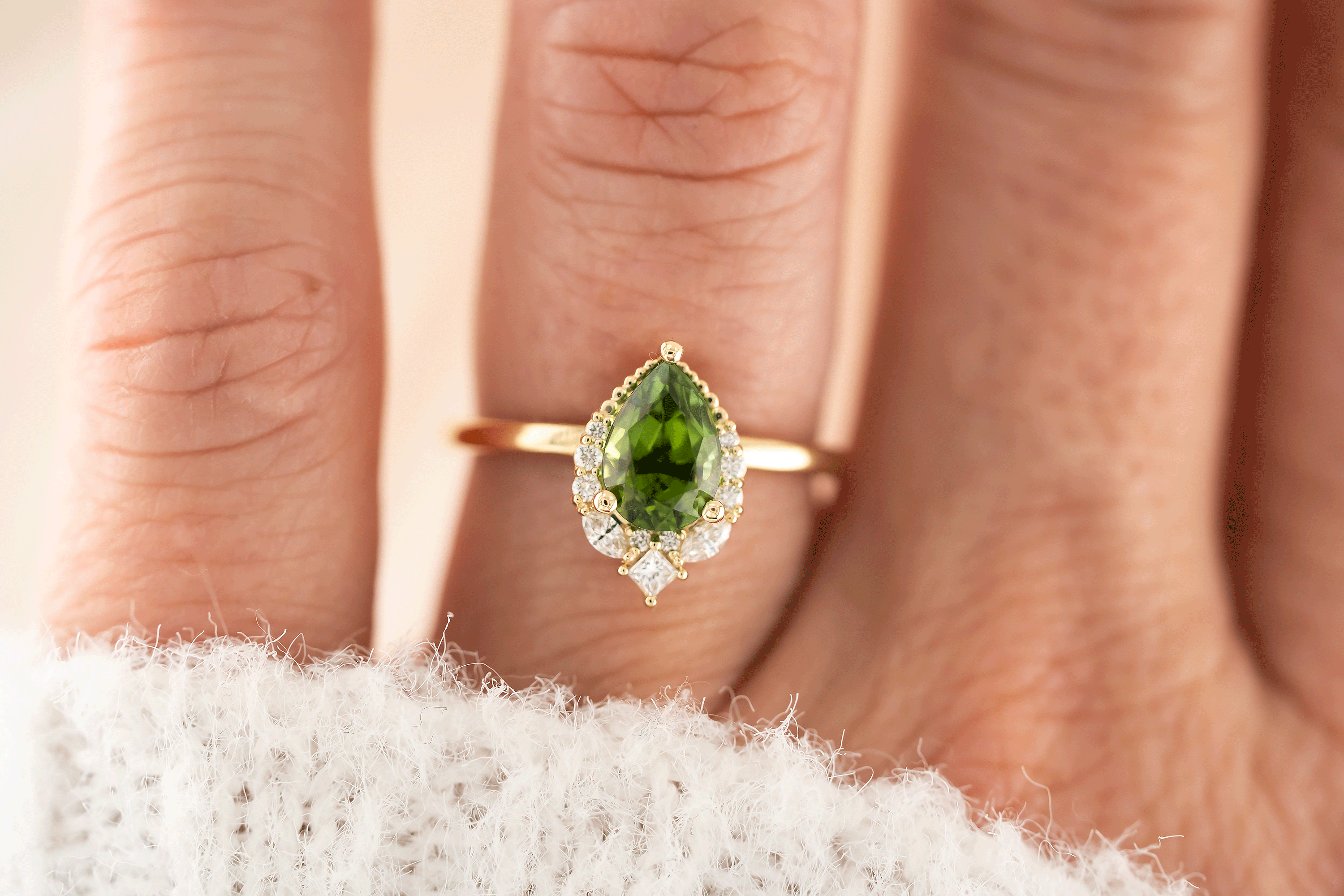 The Charlotte Ring | 1.46 CT Pear Green Tourmaline