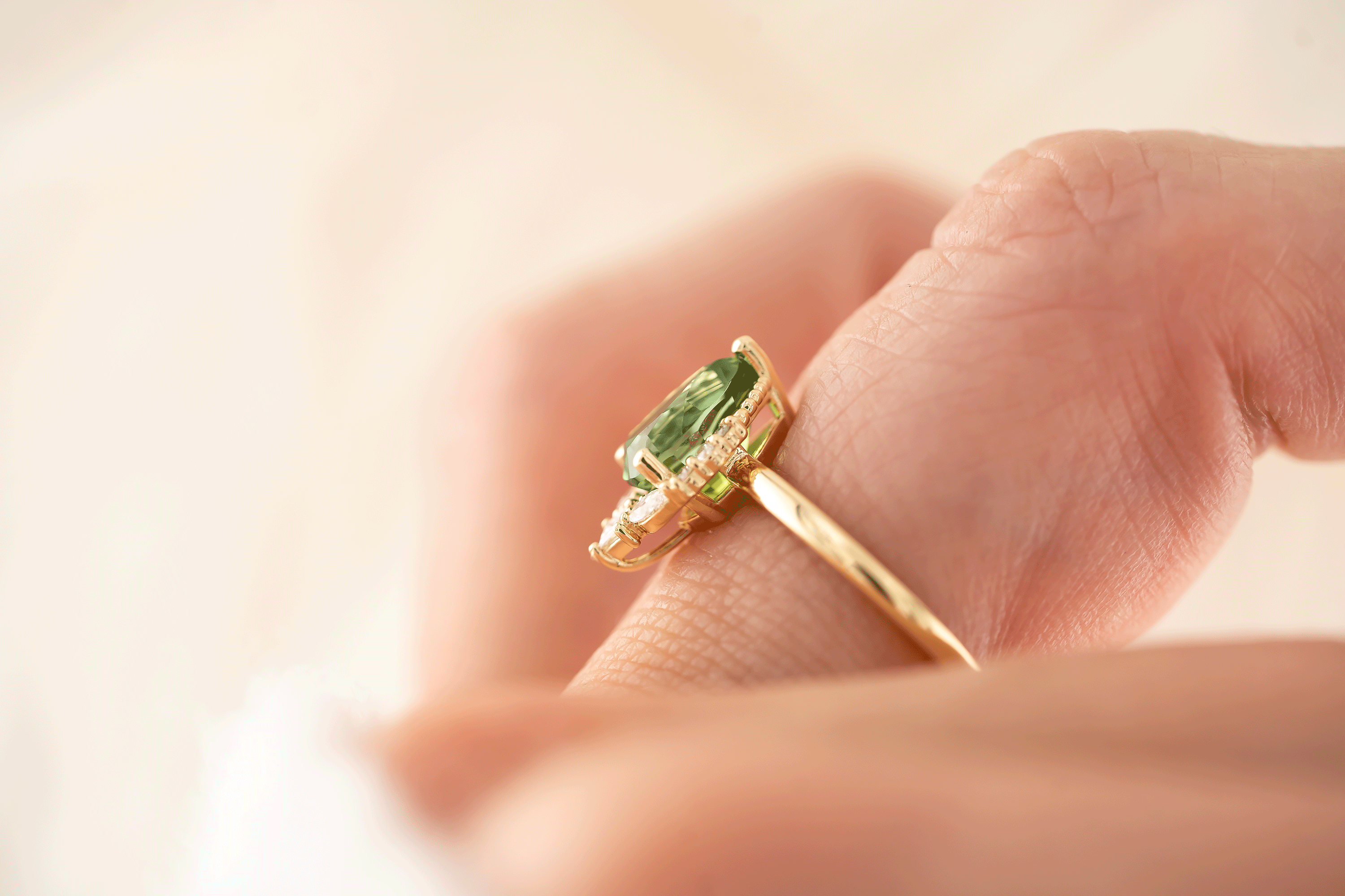 The Charlotte Ring | 1.46 CT Pear Green Tourmaline