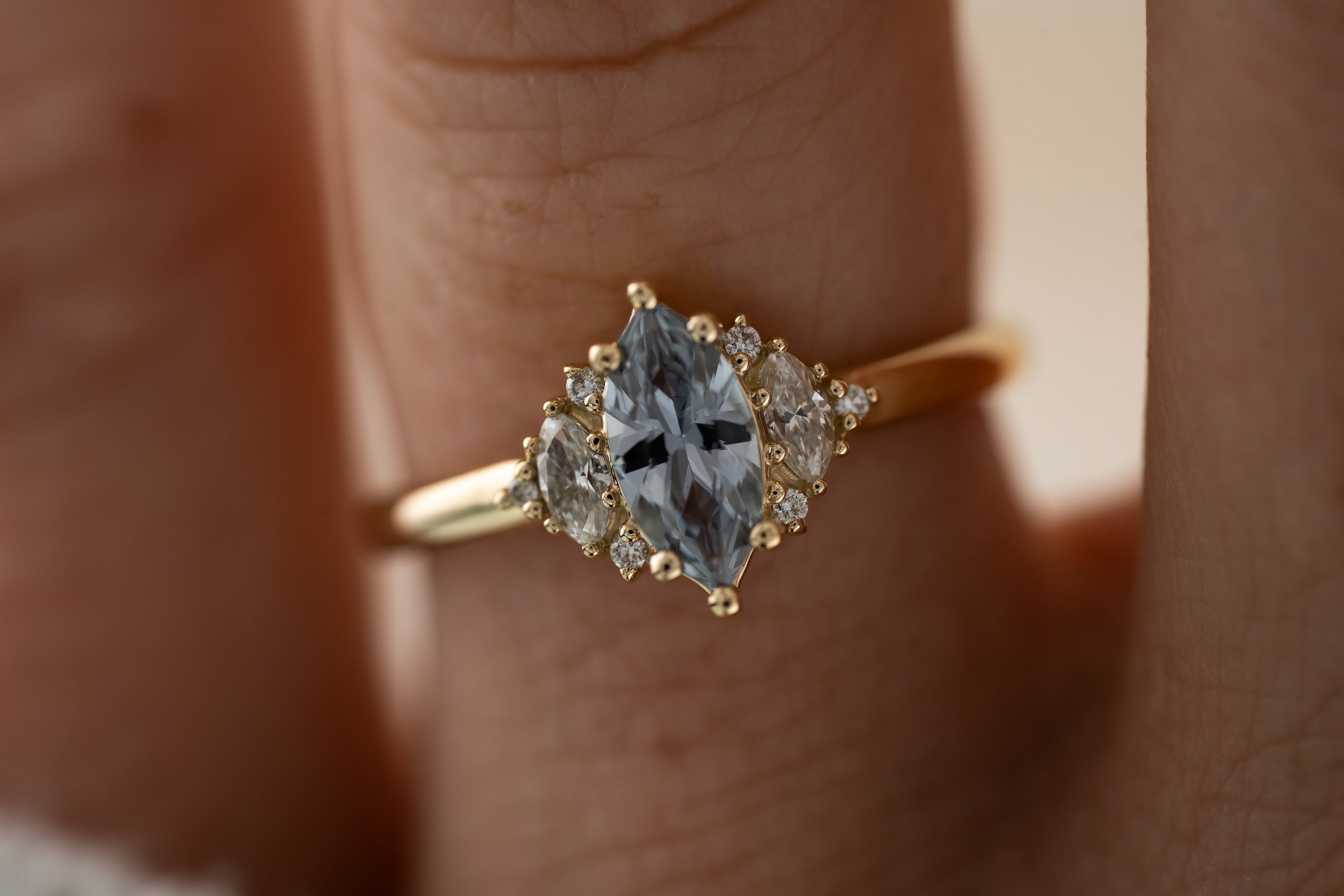 The Maren Ring | 0.65 CT Marquise Blue Sapphire - Lavender Creek Gems