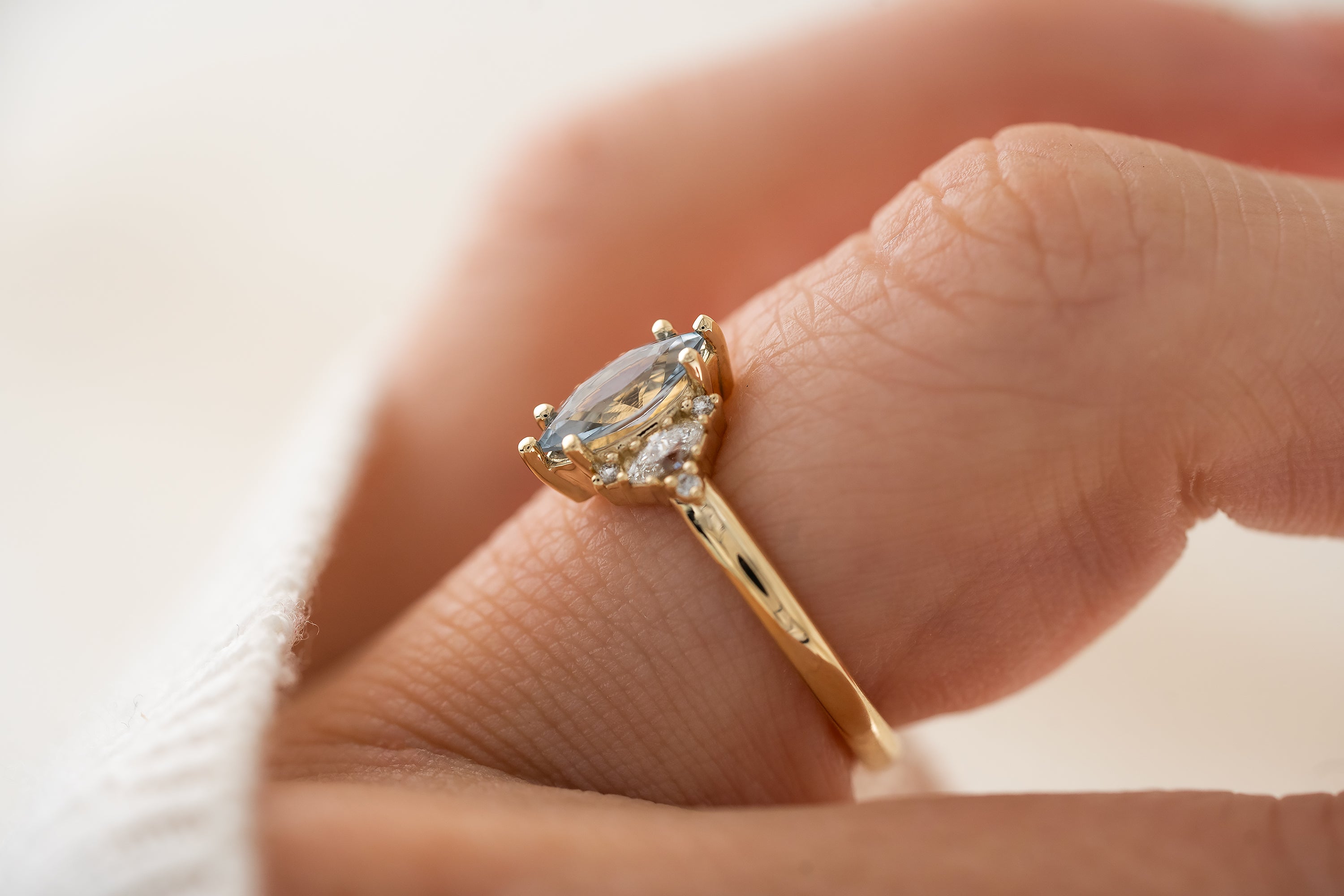 The Maren Ring | 0.65 CT Marquise Blue Sapphire - Lavender Creek Gems
