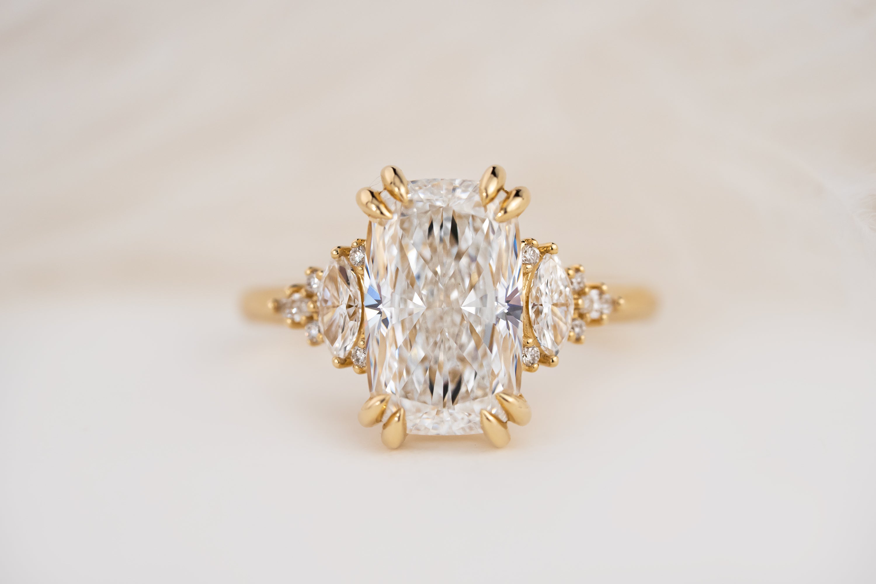 The Maeve Ring | 4.05 CT Elongated Cushion Diamond - Lavender Creek Gems