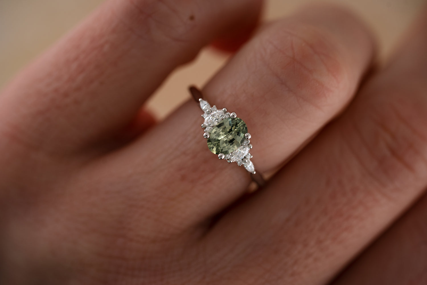 The Maeve 0.83 CT Oval Mint Green Sapphire Ring - Lavender Creek Gems