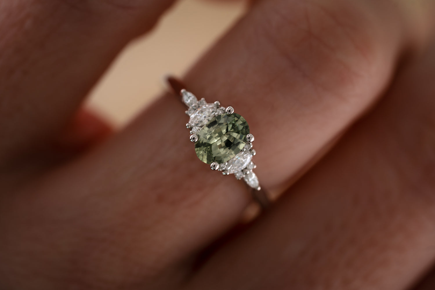 The Maeve 0.83 CT Oval Mint Green Sapphire Ring - Lavender Creek Gems