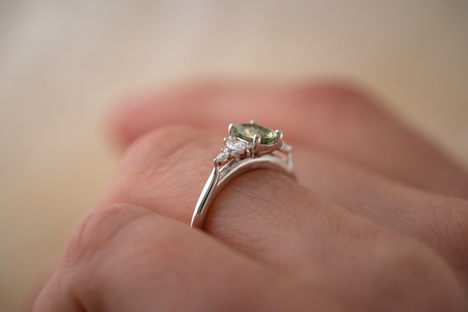 The Maeve 0.83 CT Oval Mint Green Sapphire Ring - Lavender Creek Gems