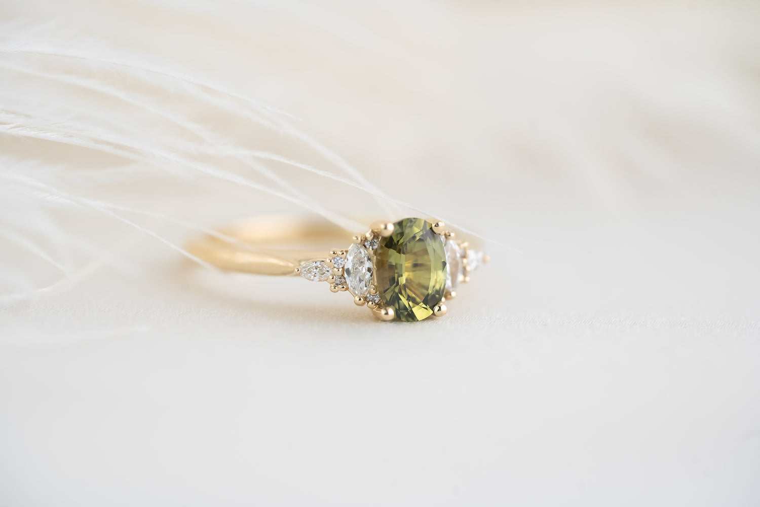 The Maeve Ring  - 0.95 CT Oval Green Sapphire - Lavender Creek Gems