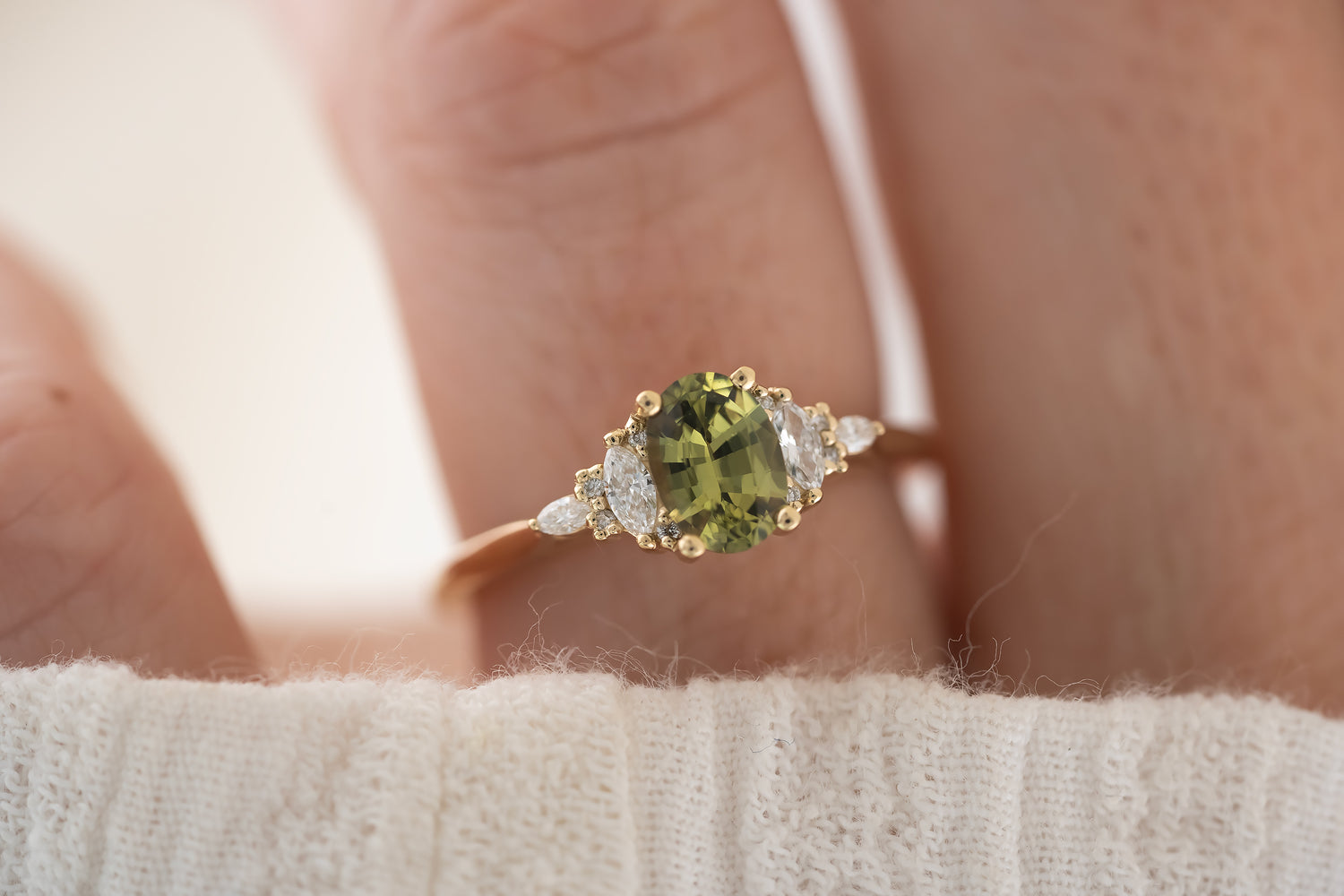 The Maeve Ring  - 0.95 CT Oval Green Sapphire - Lavender Creek Gems