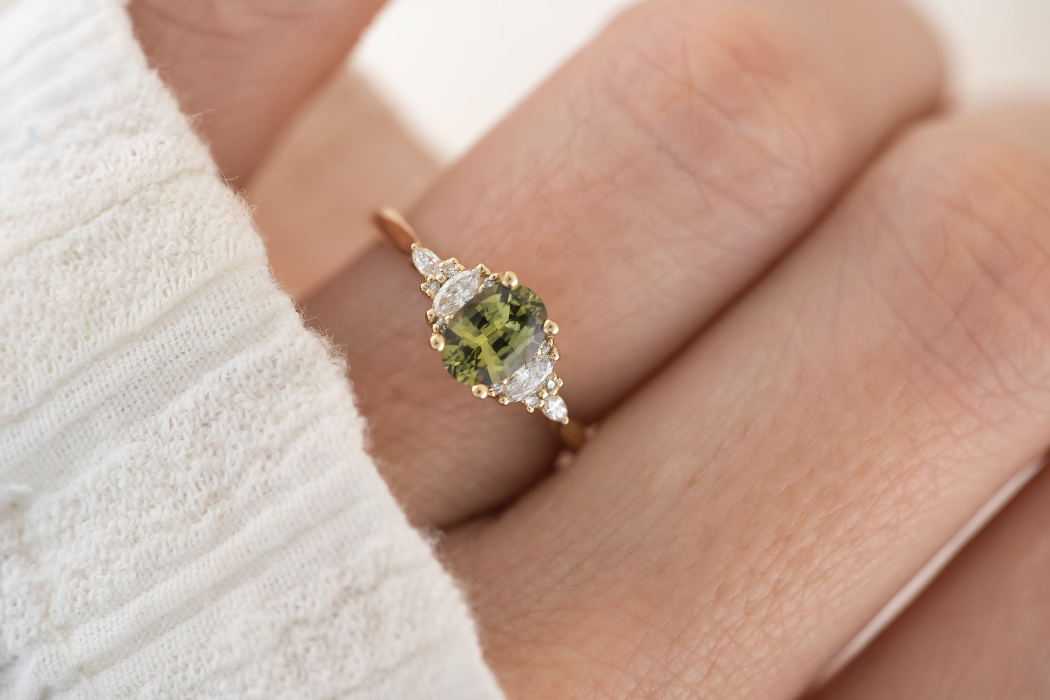 The Maeve Ring  - 0.95 CT Oval Green Sapphire - Lavender Creek Gems