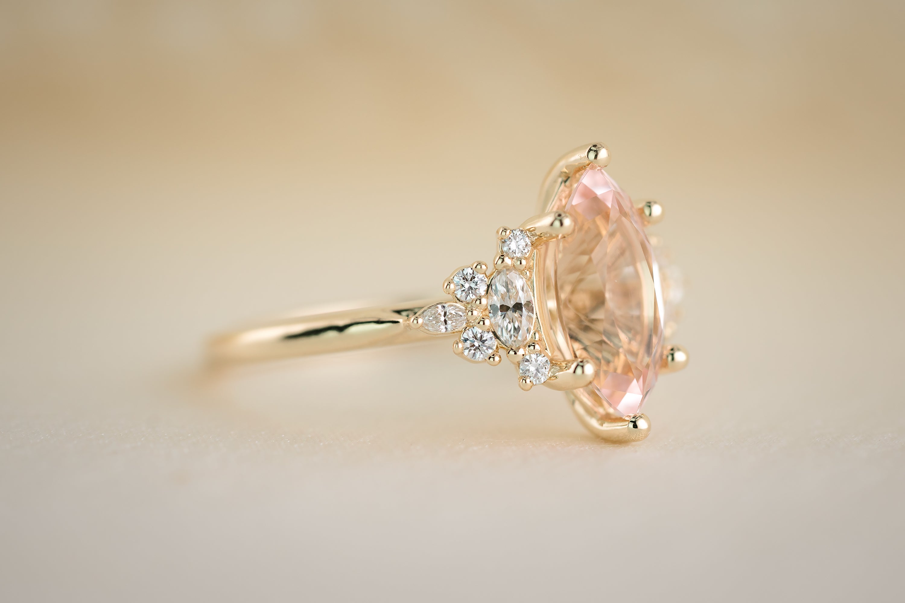 The Maeve 1.75 CT Marquise Morganite Ring - Lavender Creek Gems