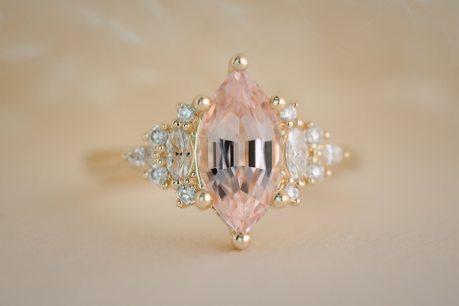 The Maeve 1.75 CT Marquise Morganite Ring - Lavender Creek Gems