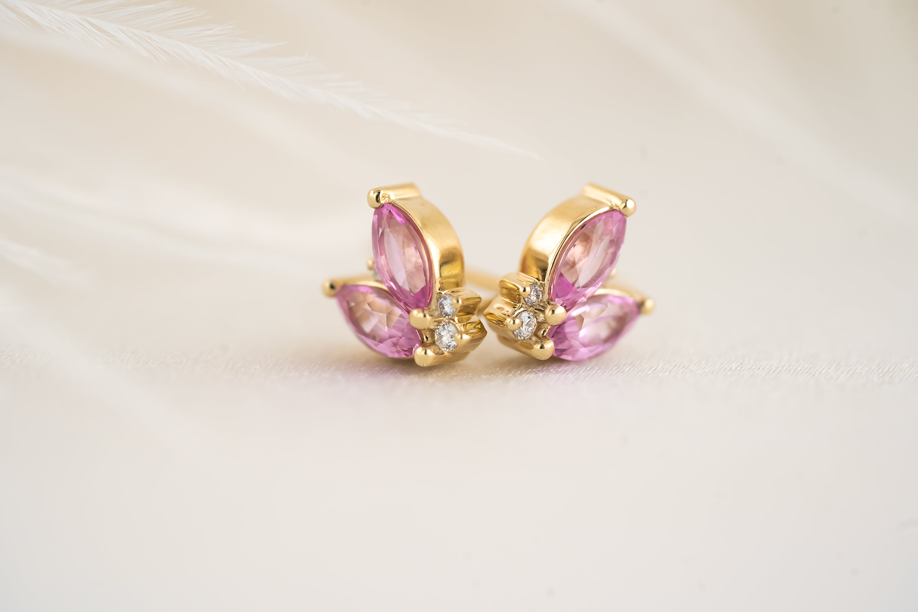 Sprite Stud Earrings - Pink Sapphire - Lavender Creek Gems