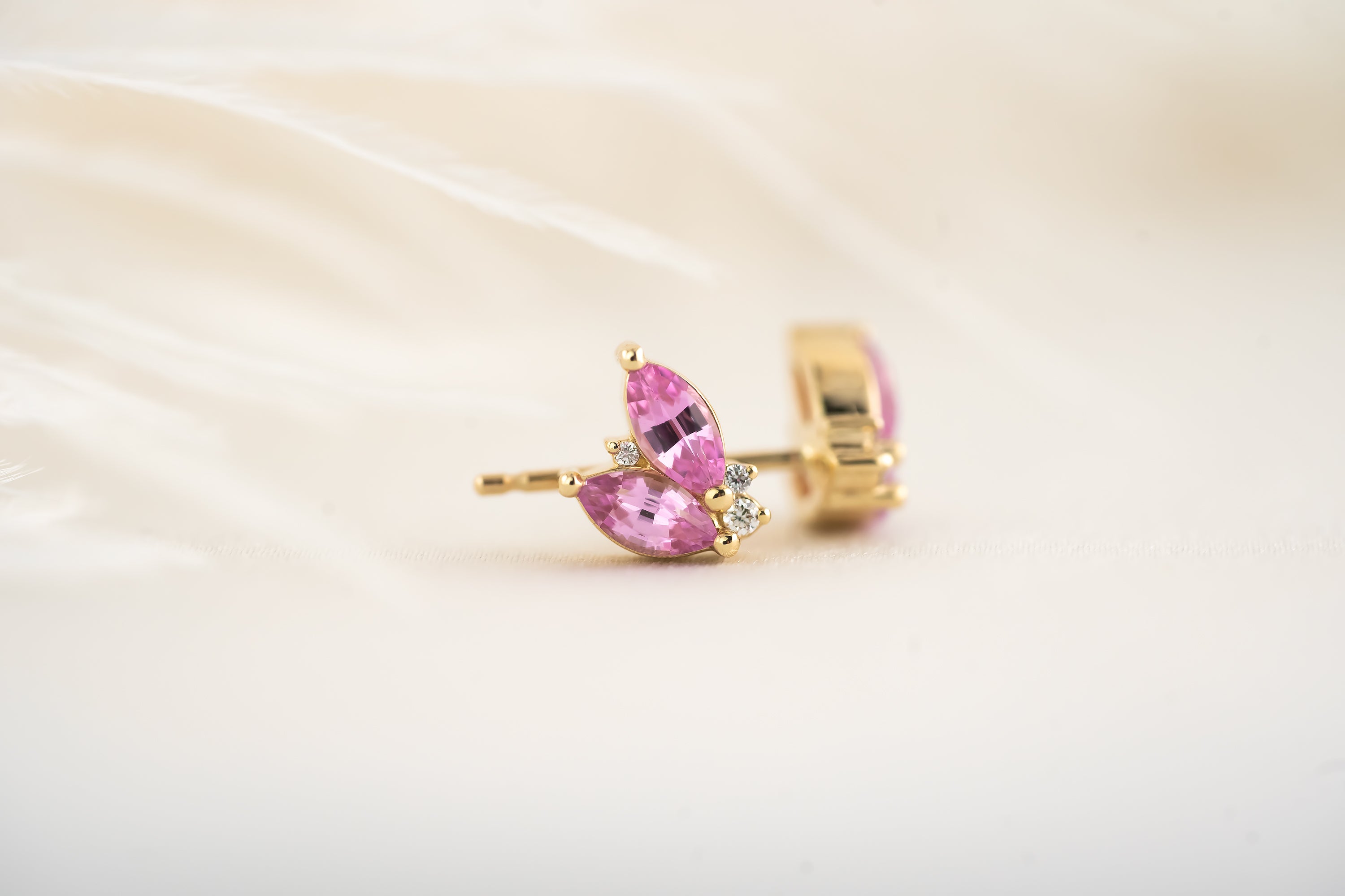 Sprite Stud Earrings - Pink Sapphire - Lavender Creek Gems