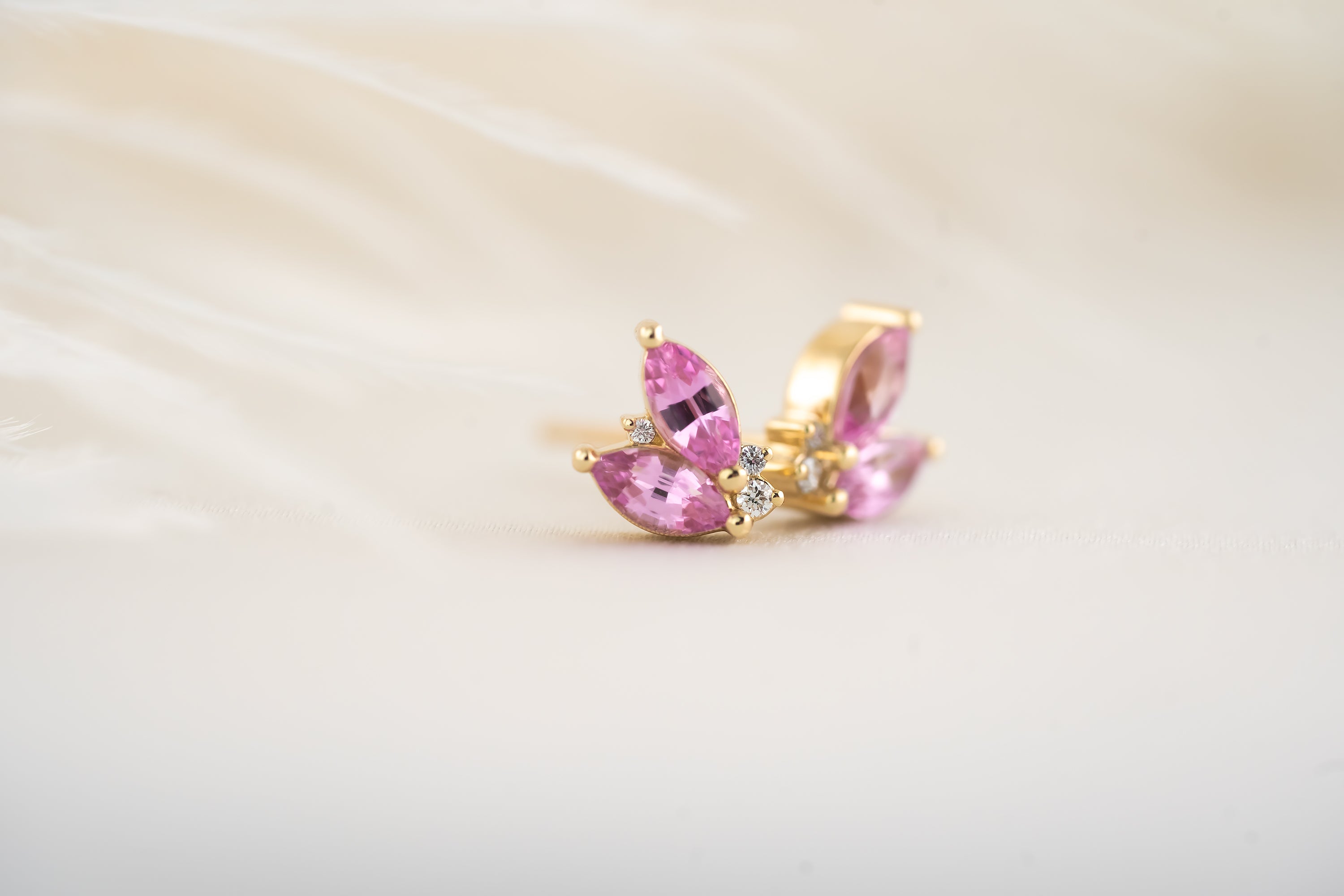 Sprite Stud Earrings - Pink Sapphire - Lavender Creek Gems