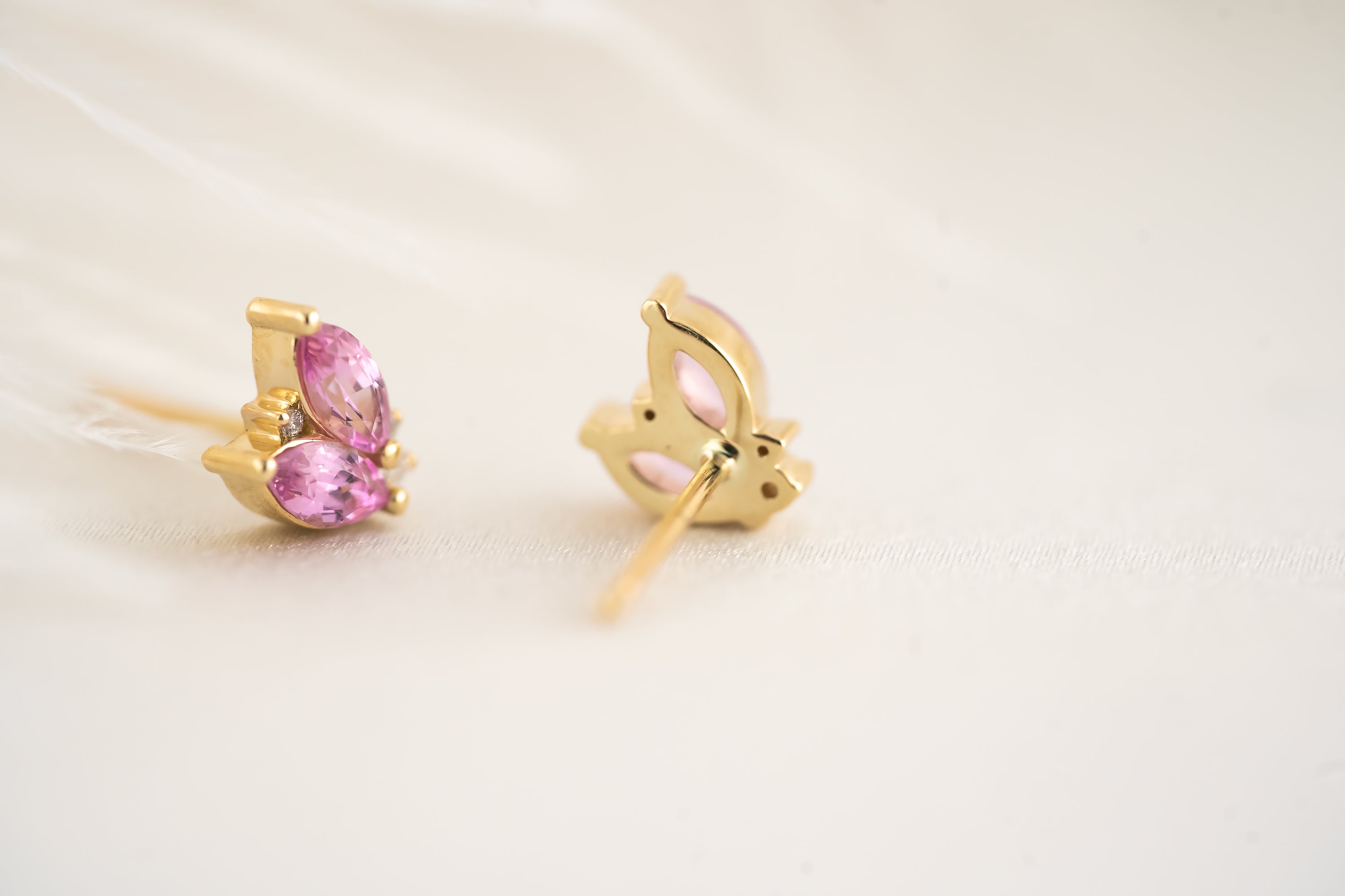 Sprite Stud Earrings - Pink Sapphire - Lavender Creek Gems