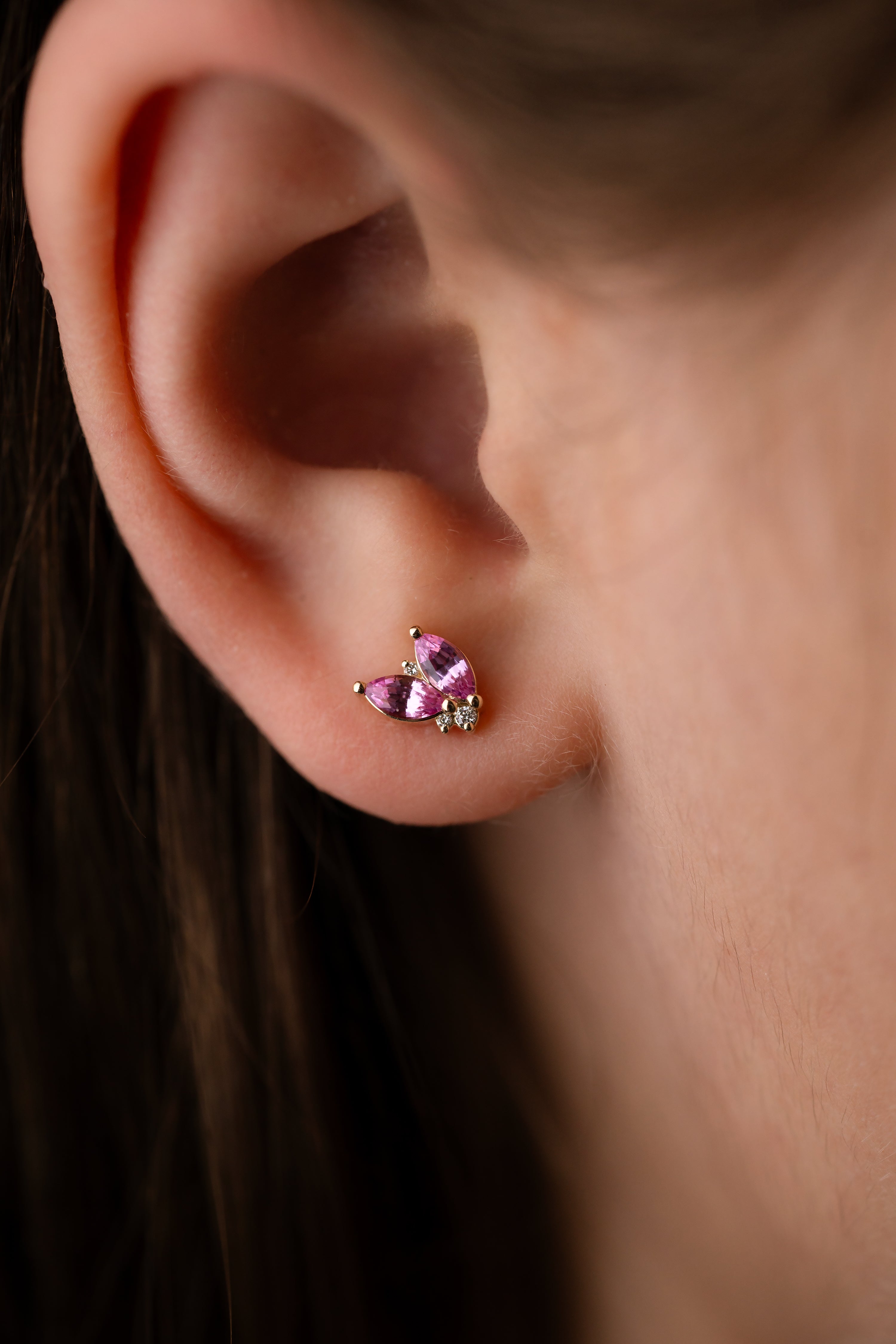 Sprite Stud Earrings - Pink Sapphire - Lavender Creek Gems