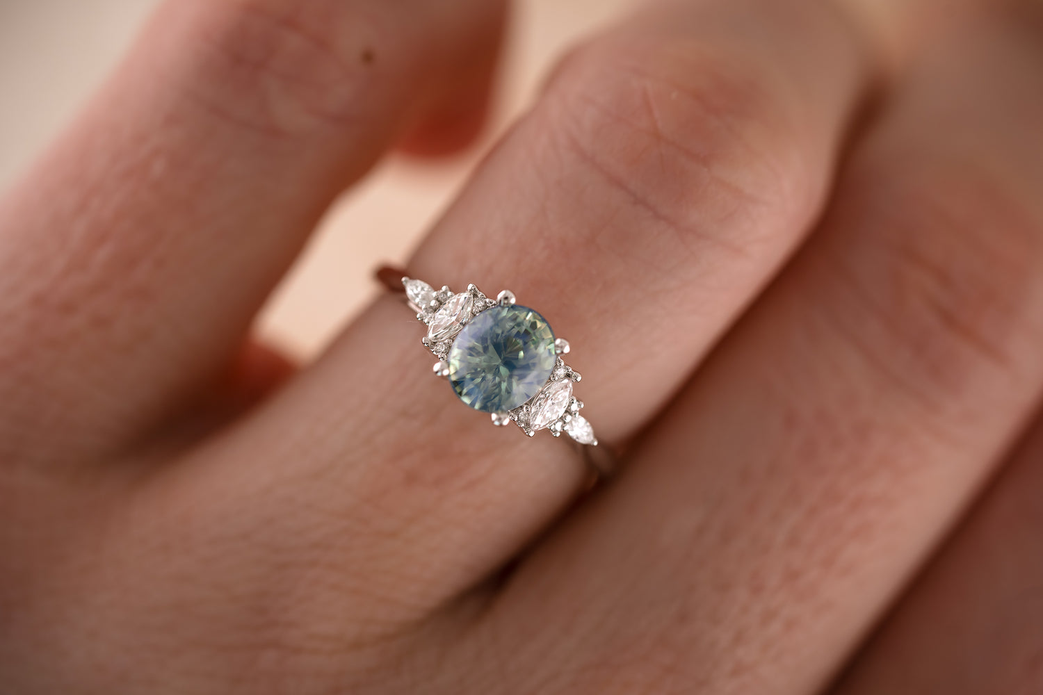 The Maeve 1.61 CT Oval Opalescent Blue Sapphire Ring - Lavender Creek Gems