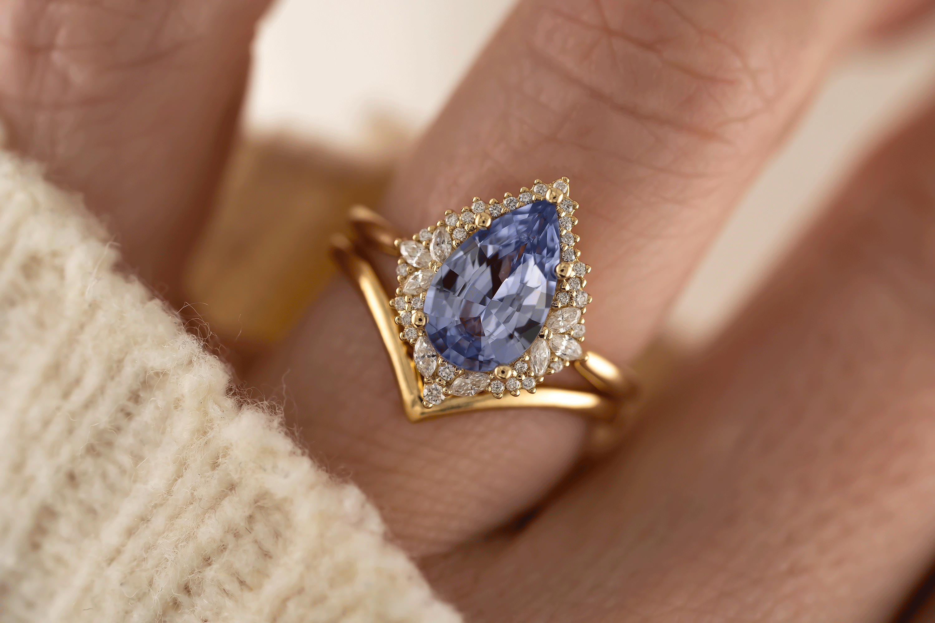 The Wisteria Ring | 1.98 CT Pear Purple Sapphire - Lavender Creek Gems