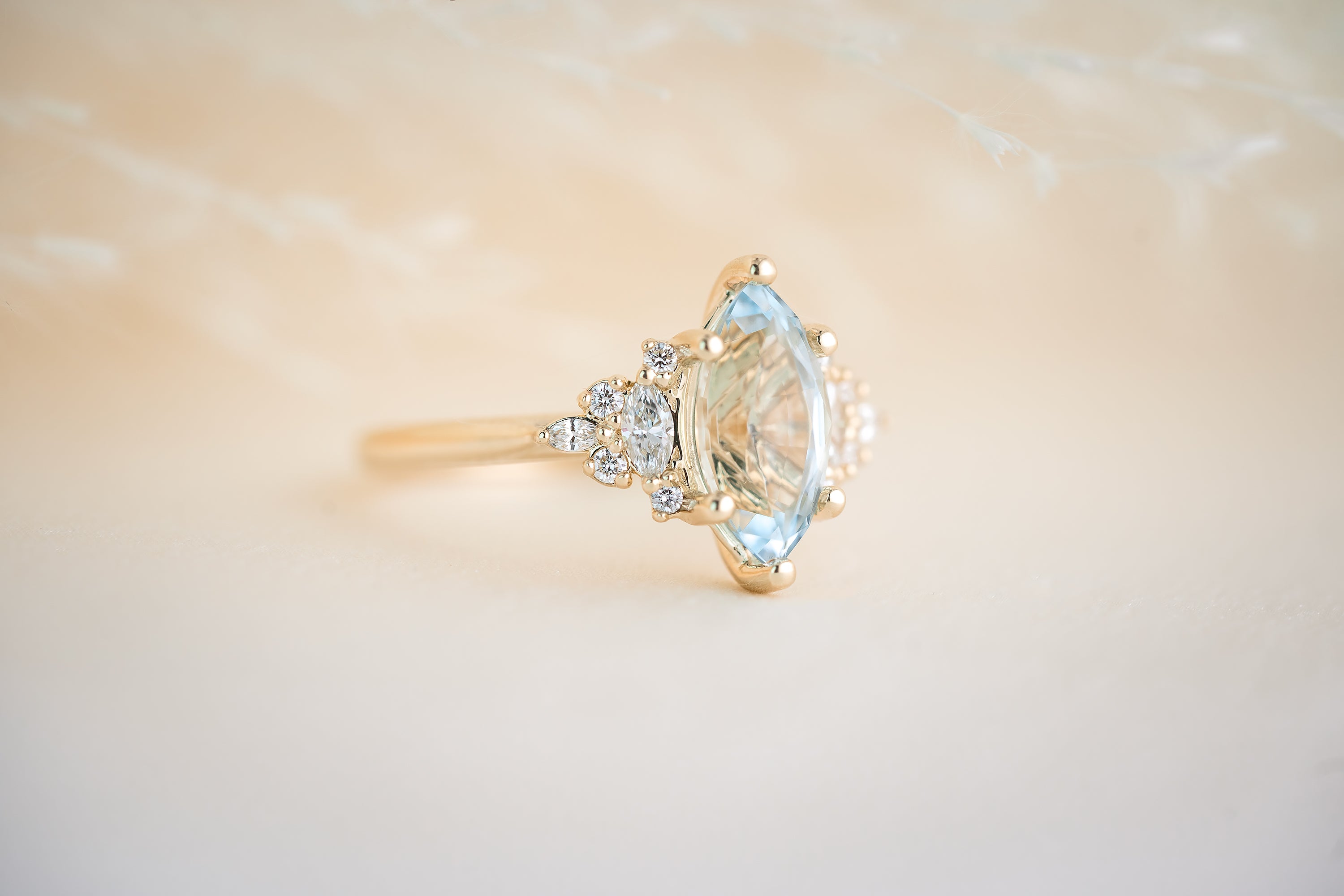 The Maeve 1.76 CT Marquise Aquamarine Ring - Lavender Creek Gems