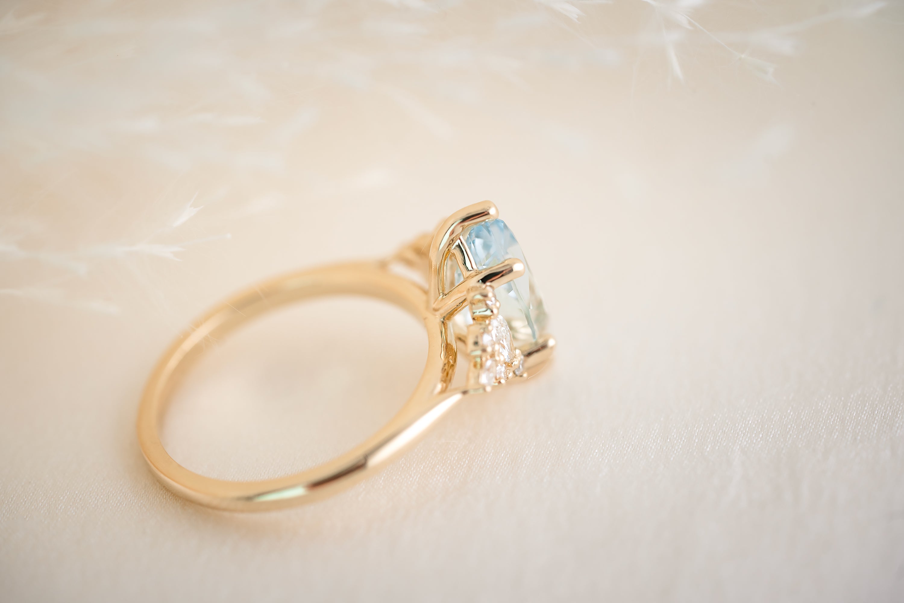 The Maeve 1.76 CT Marquise Aquamarine Ring - Lavender Creek Gems