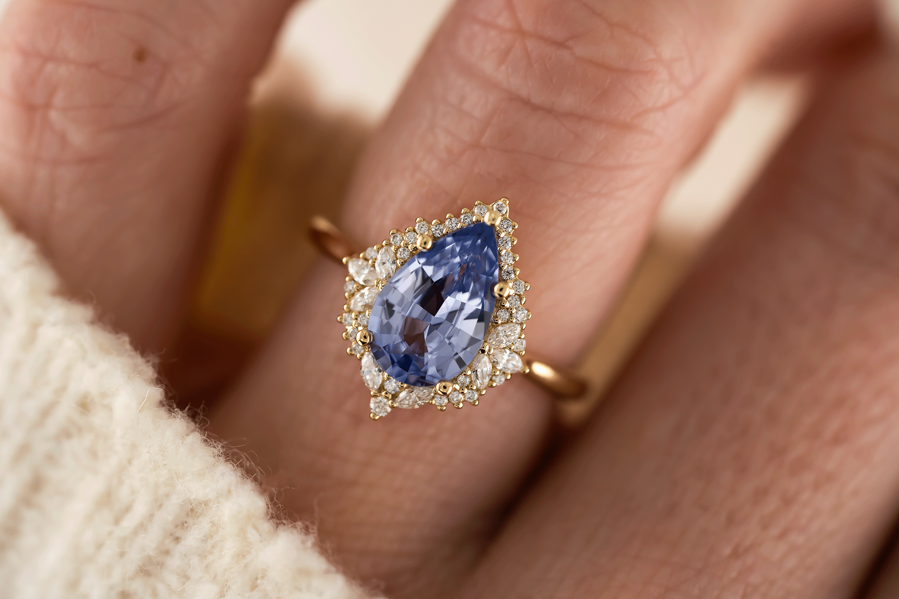 The Wisteria Ring | 1.98 CT Pear Purple Sapphire - Lavender Creek Gems