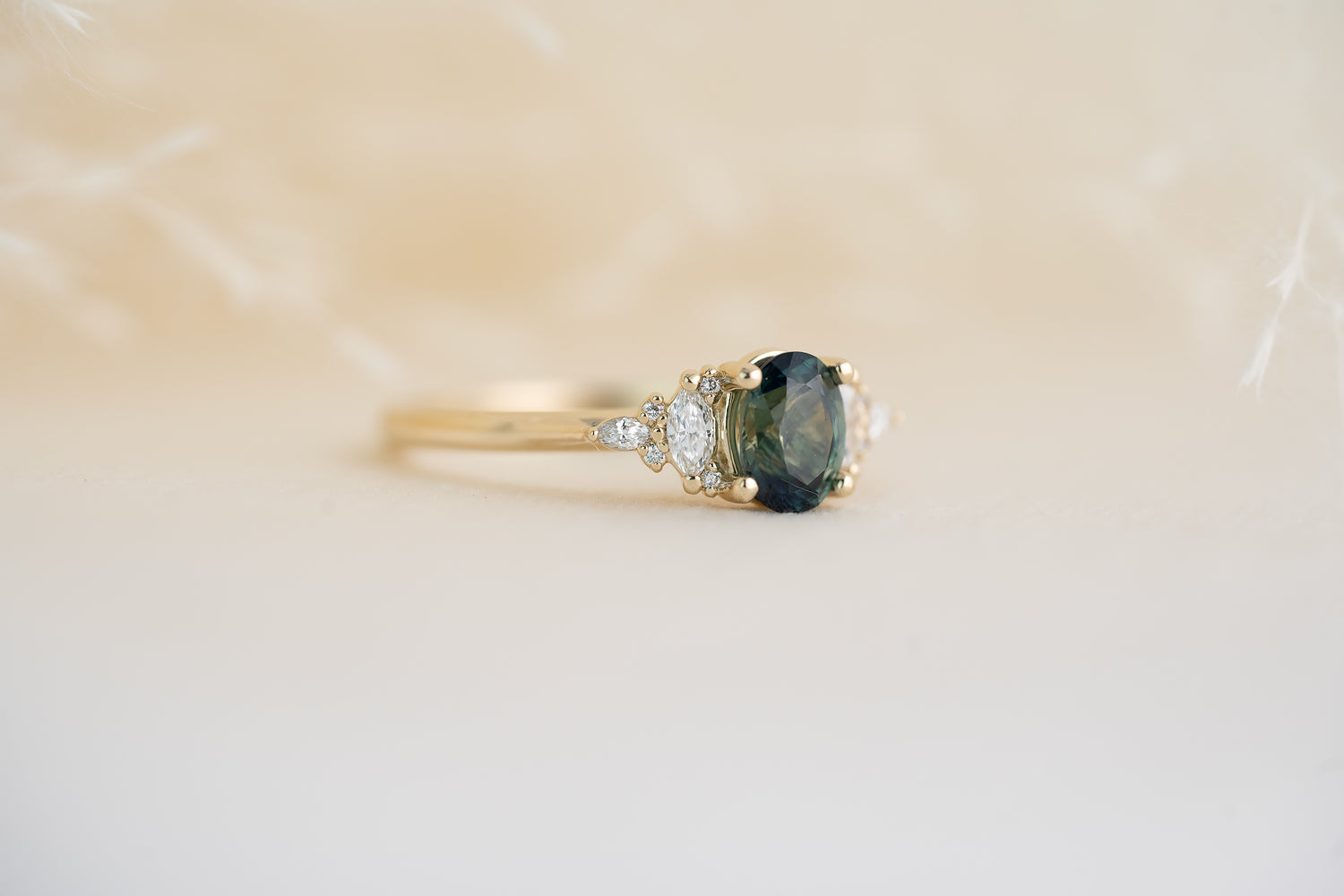 The Maeve 1.03 CT Oval Teal Sapphire Ring - Lavender Creek Gems