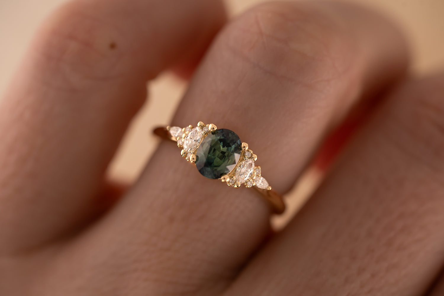 The Maeve 1.03 CT Oval Teal Sapphire Ring - Lavender Creek Gems