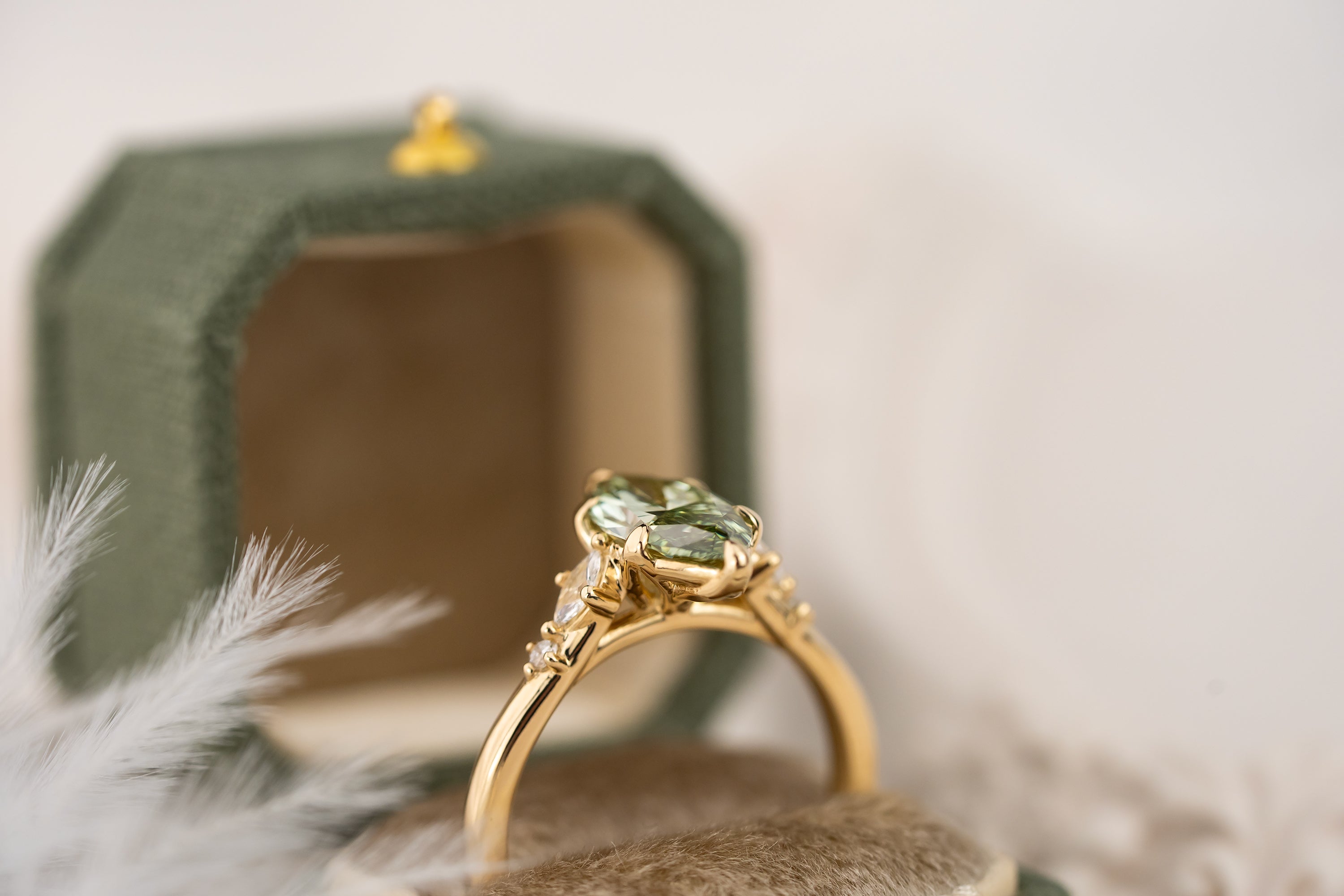 The Skye Ring | 1.56 CT Marquise Green Diamond - Lavender Creek Gems