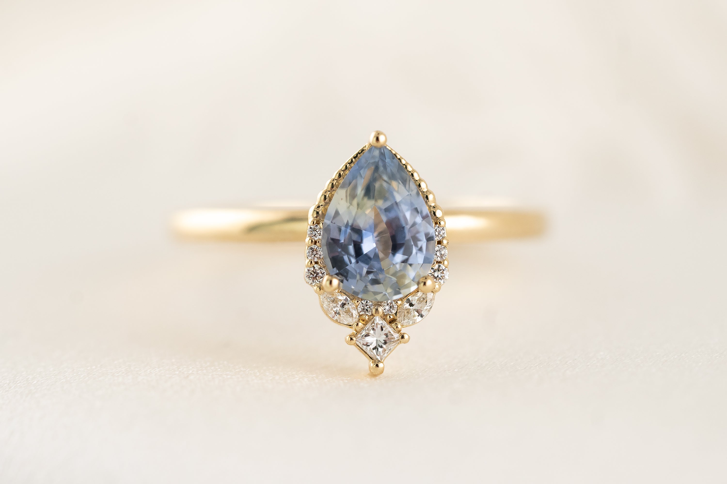 The Charlotte Ring | 1.07 CT Pear Light Blue Sapphire - Lavender Creek Gems