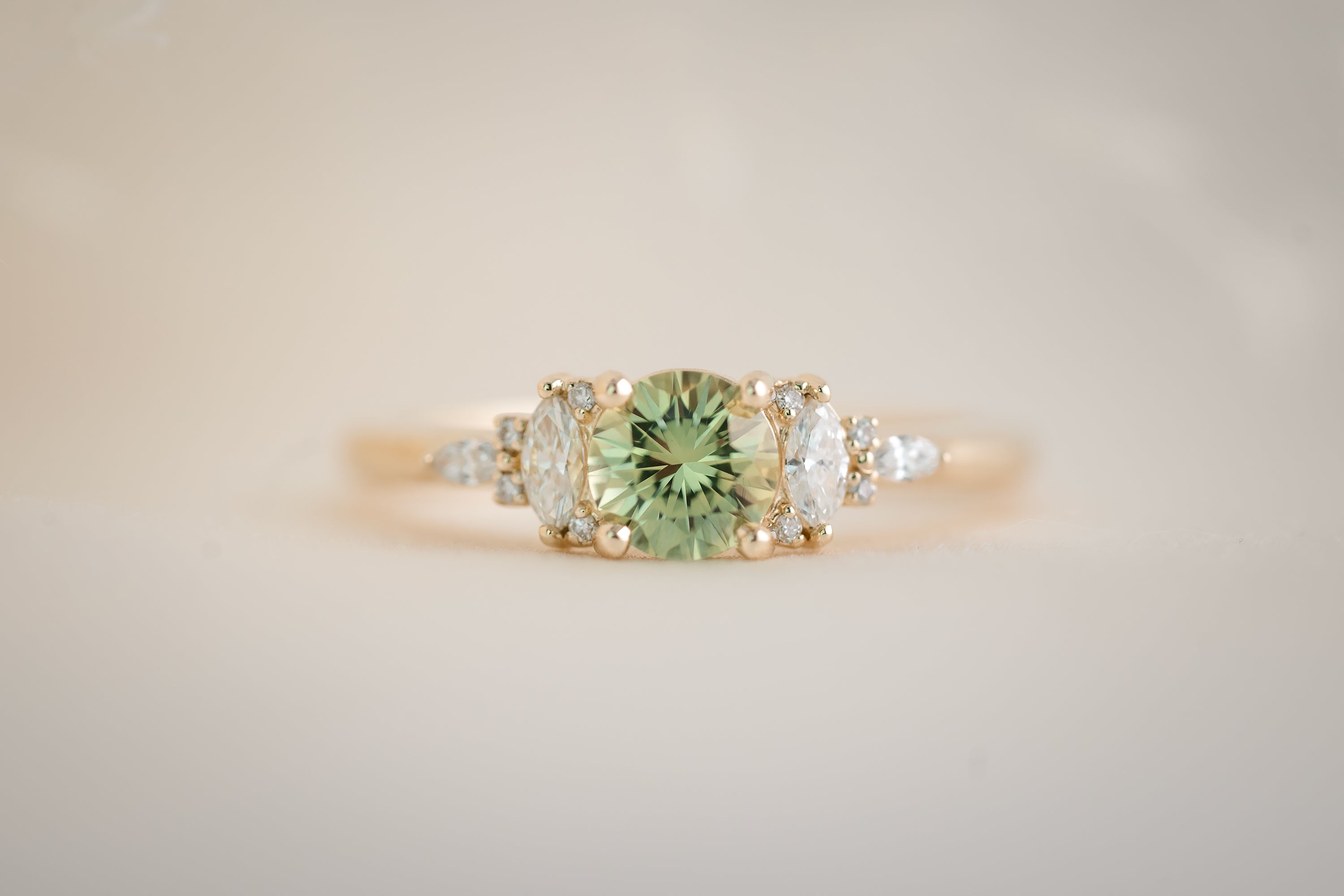 The Maeve 0.73 CT Round Green Sapphire Ring - Lavender Creek Gems