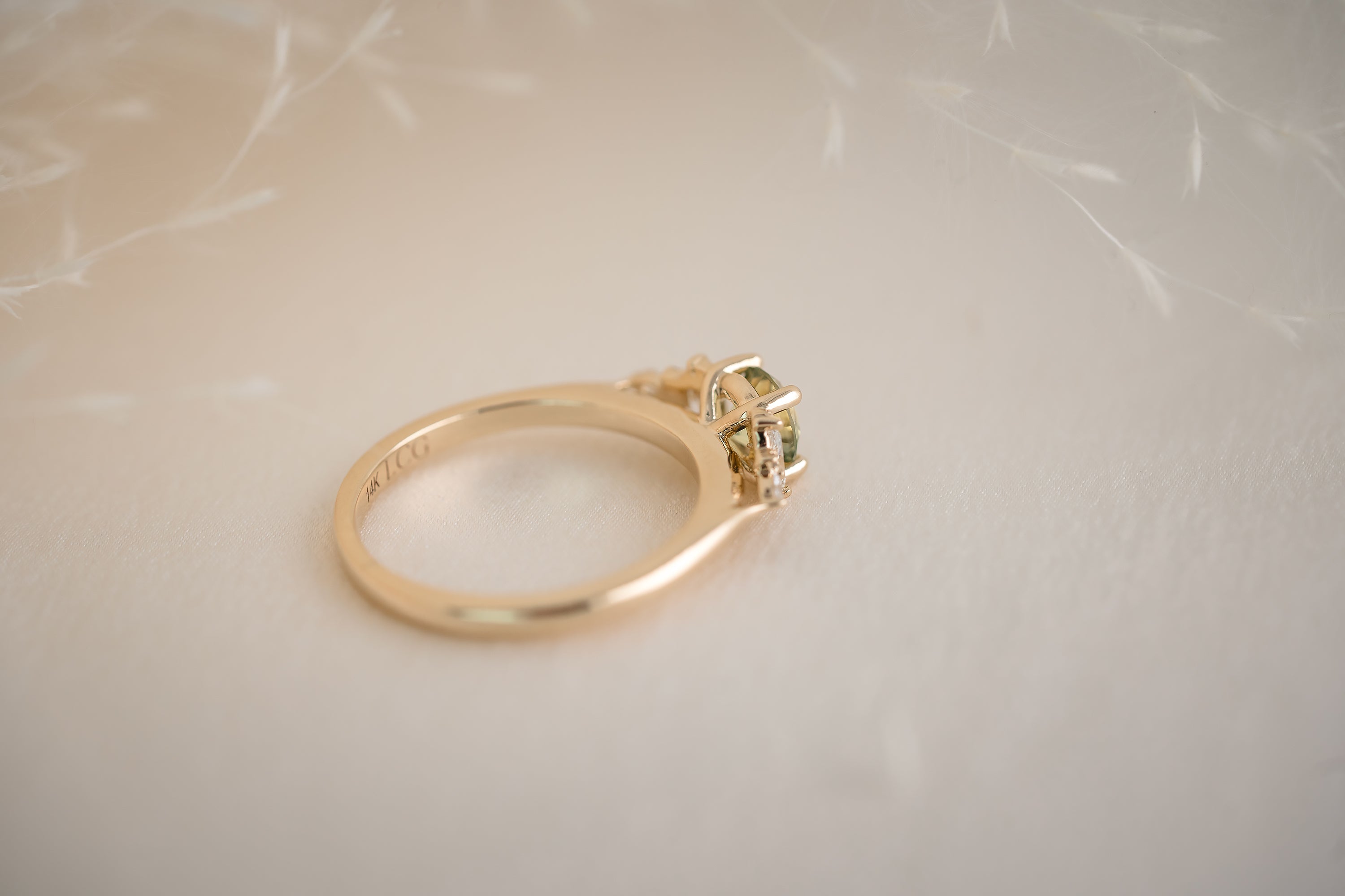 The Maeve 0.73 CT Round Green Sapphire Ring - Lavender Creek Gems