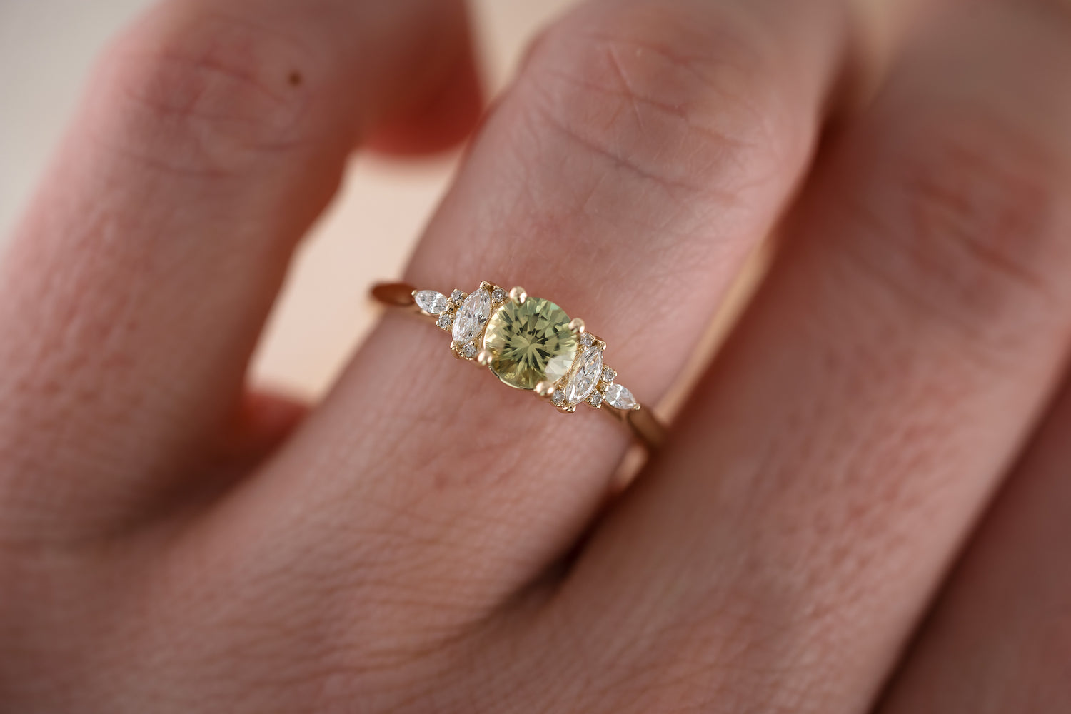 The Maeve 0.73 CT Round Green Sapphire Ring - Lavender Creek Gems